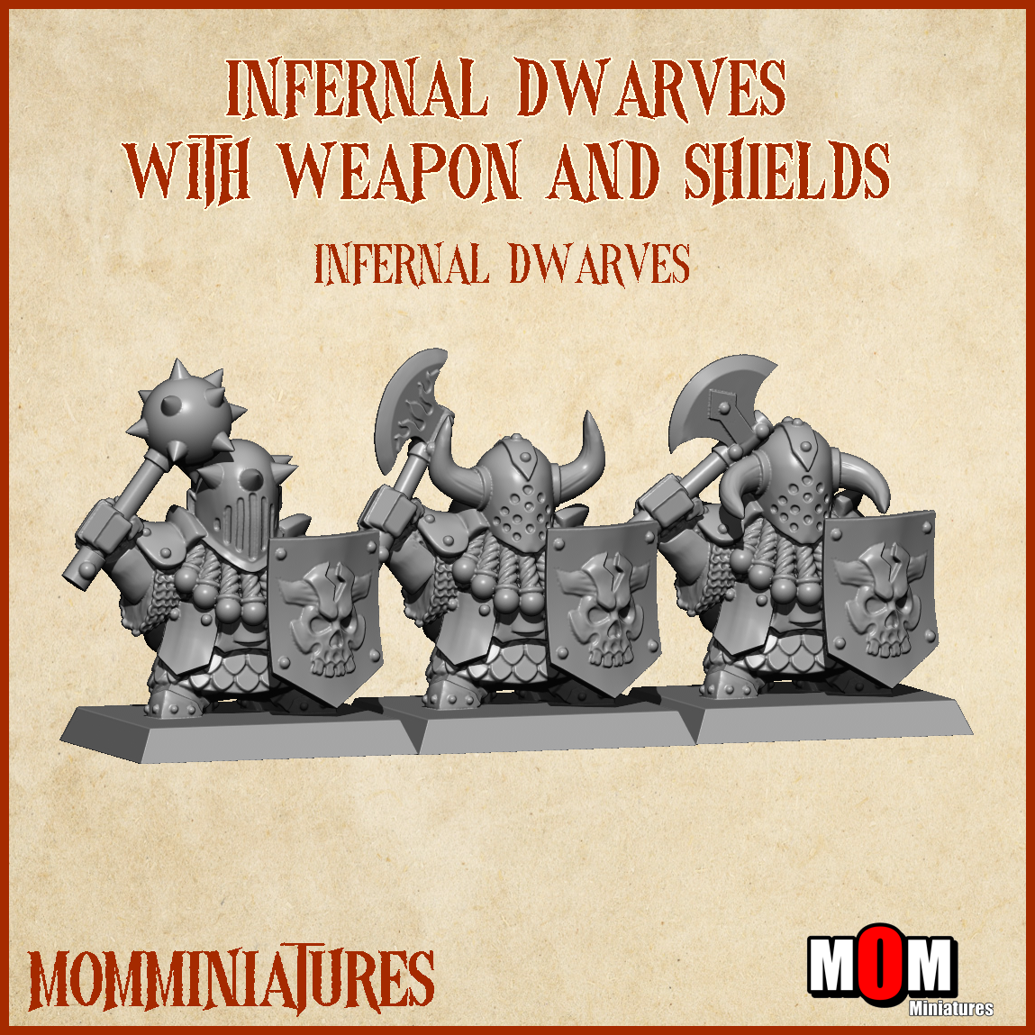 Infernal Dwarves with Weapon and Shield, Old Infernal Dwarves - MoM Miniatures - Image 2
