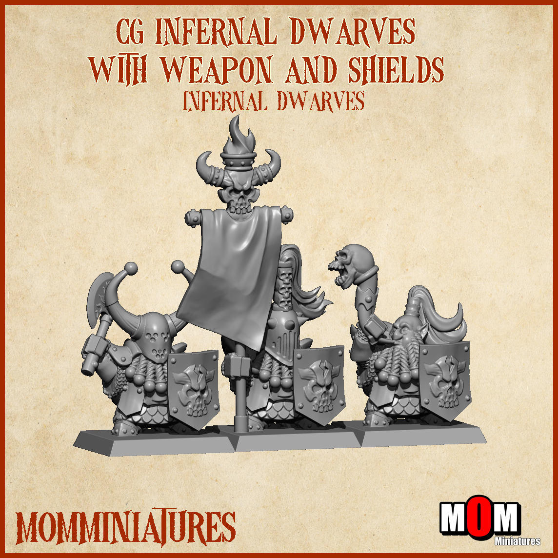 Infernal Dwarves with Weapon and Shield, Old Infernal Dwarves - MoM Miniatures - Image 3