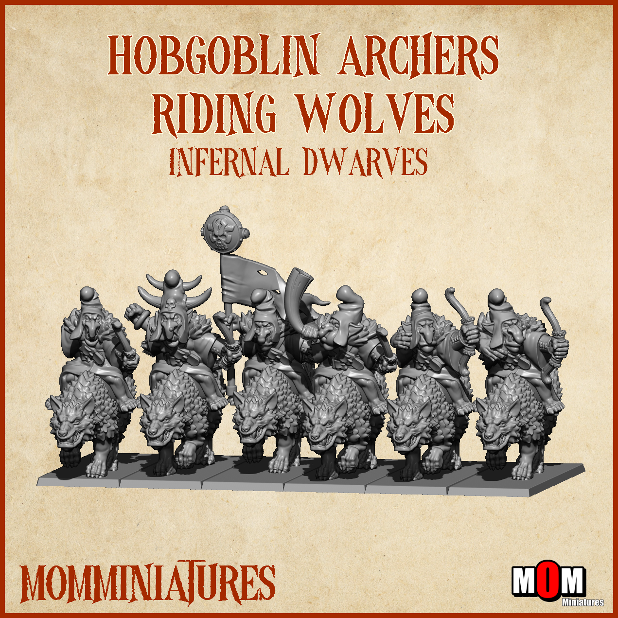Hobgoblin Archers riding wolves, Old Infernal Dwarves - MoM Miniatures