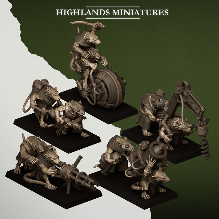 Sewer Vermin Heavy Weapons Teams, Sewer Vermin - Highlands Miniatures