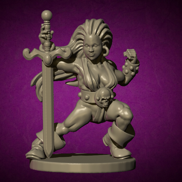 Barbarian Woman 1, Dungeon - MoM Miniatures
