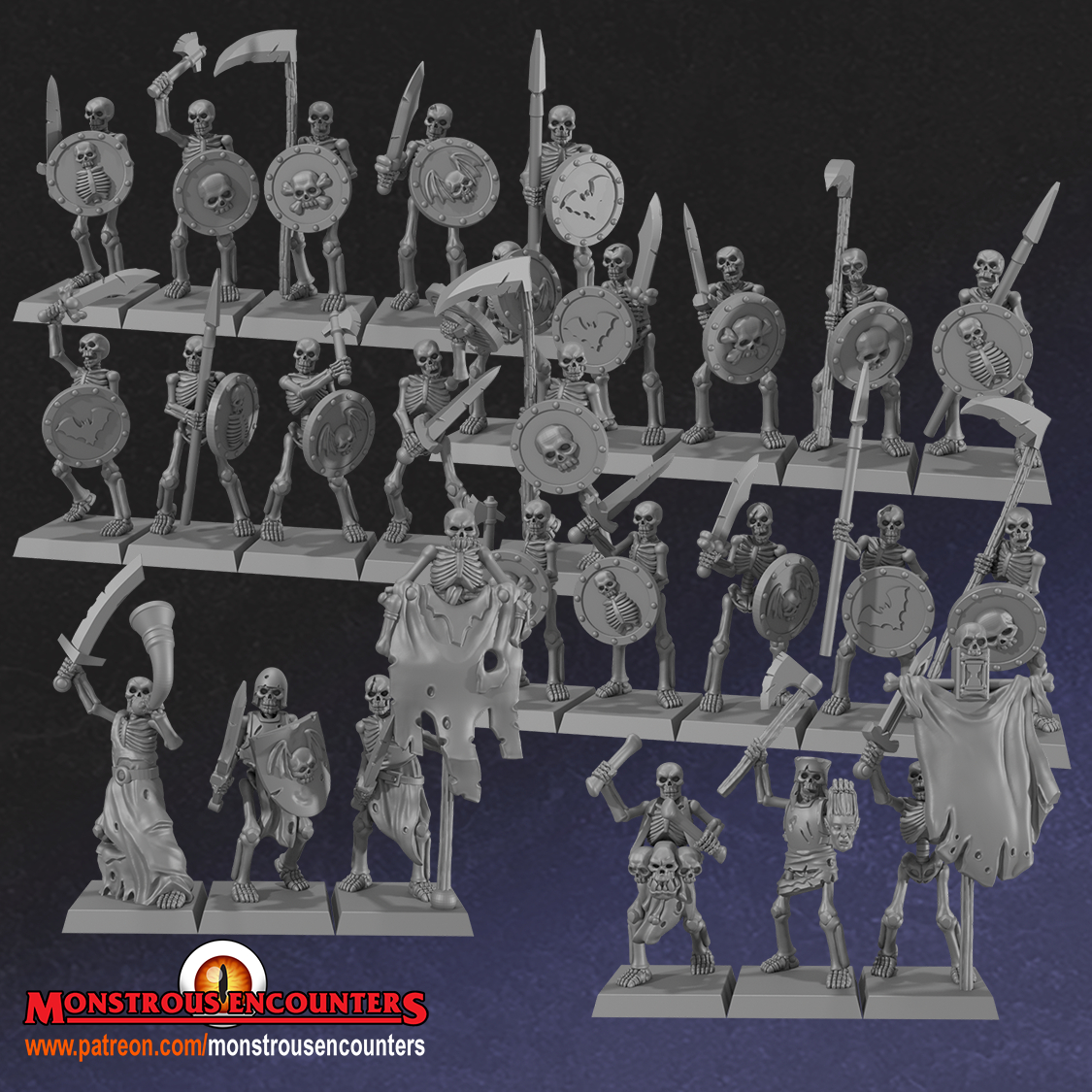 Skeleton Horde Unit with Command Group – Undead | Monstrous Encounters - Image 3