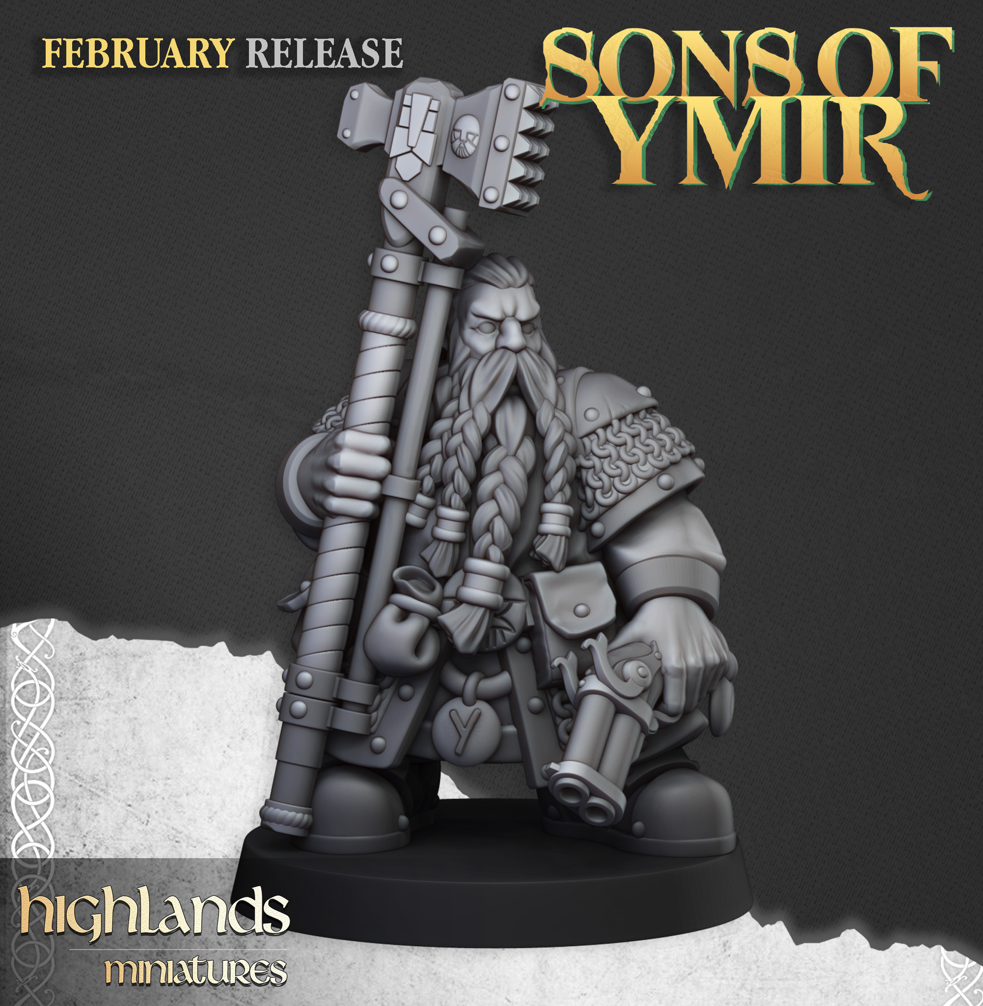 Dwarf Engineer Male, Sons of Ymir- Highlands Miniatures