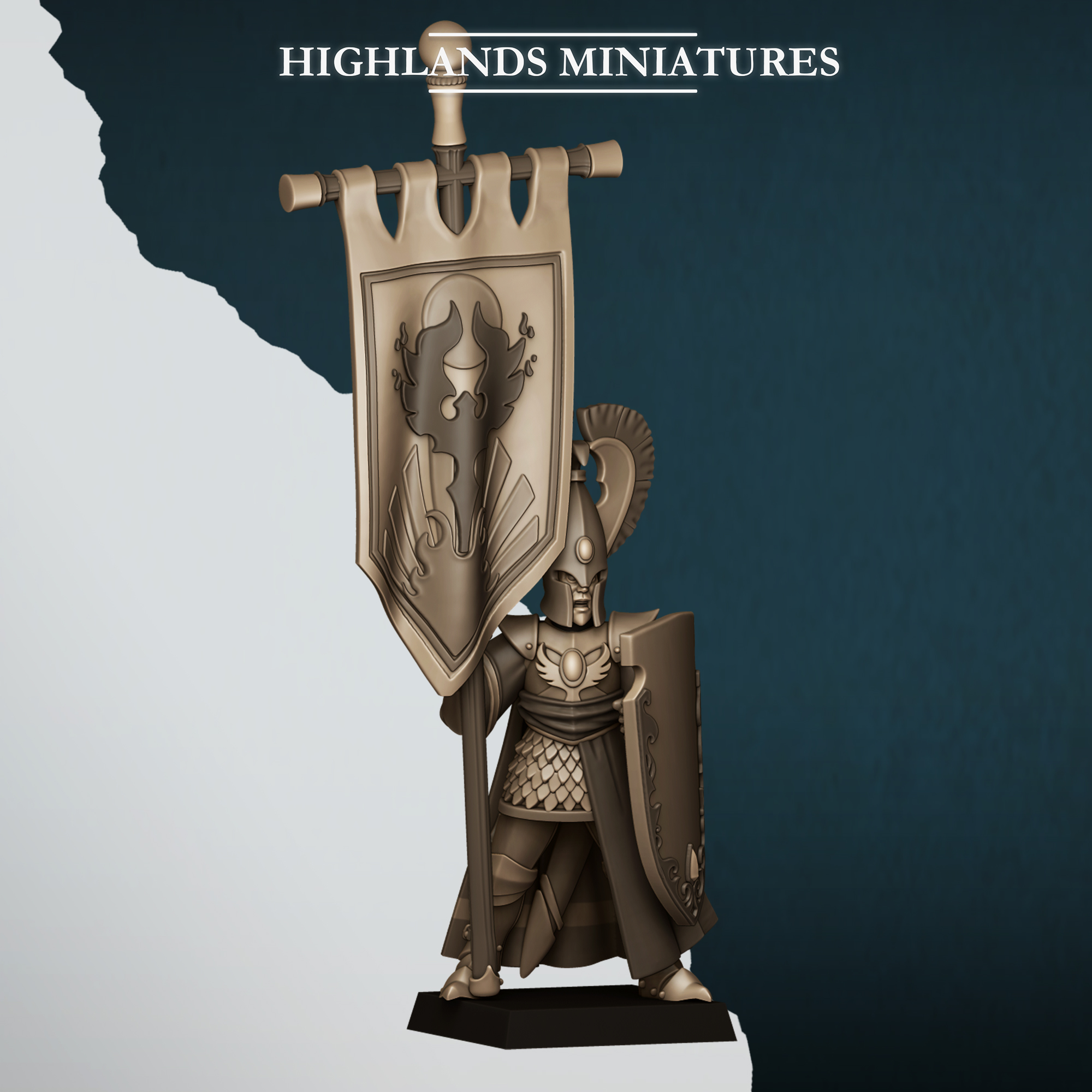 Aegean Battle Standard Bearer, Aegean Elves - Highlands Miniatures - Image 3