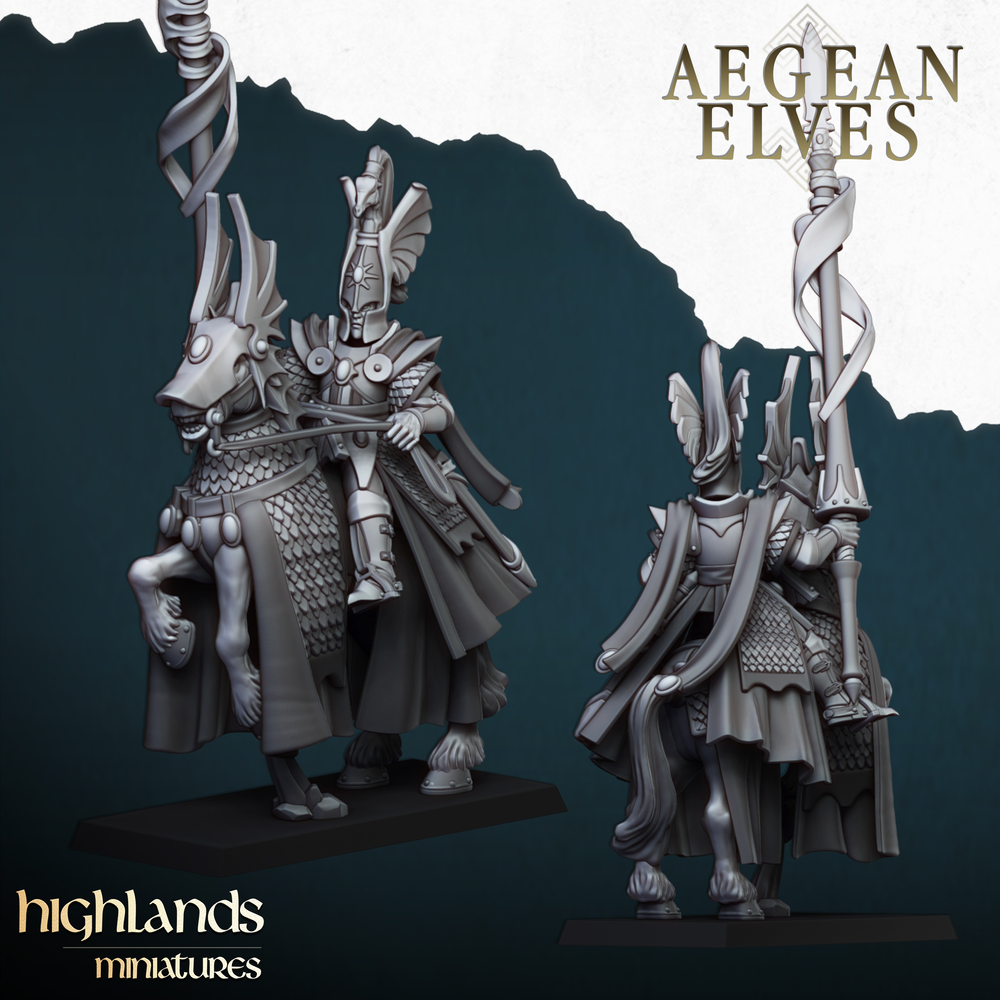 Mounted Lord, Aegean Elves - Highlands Miniatures - Image 3