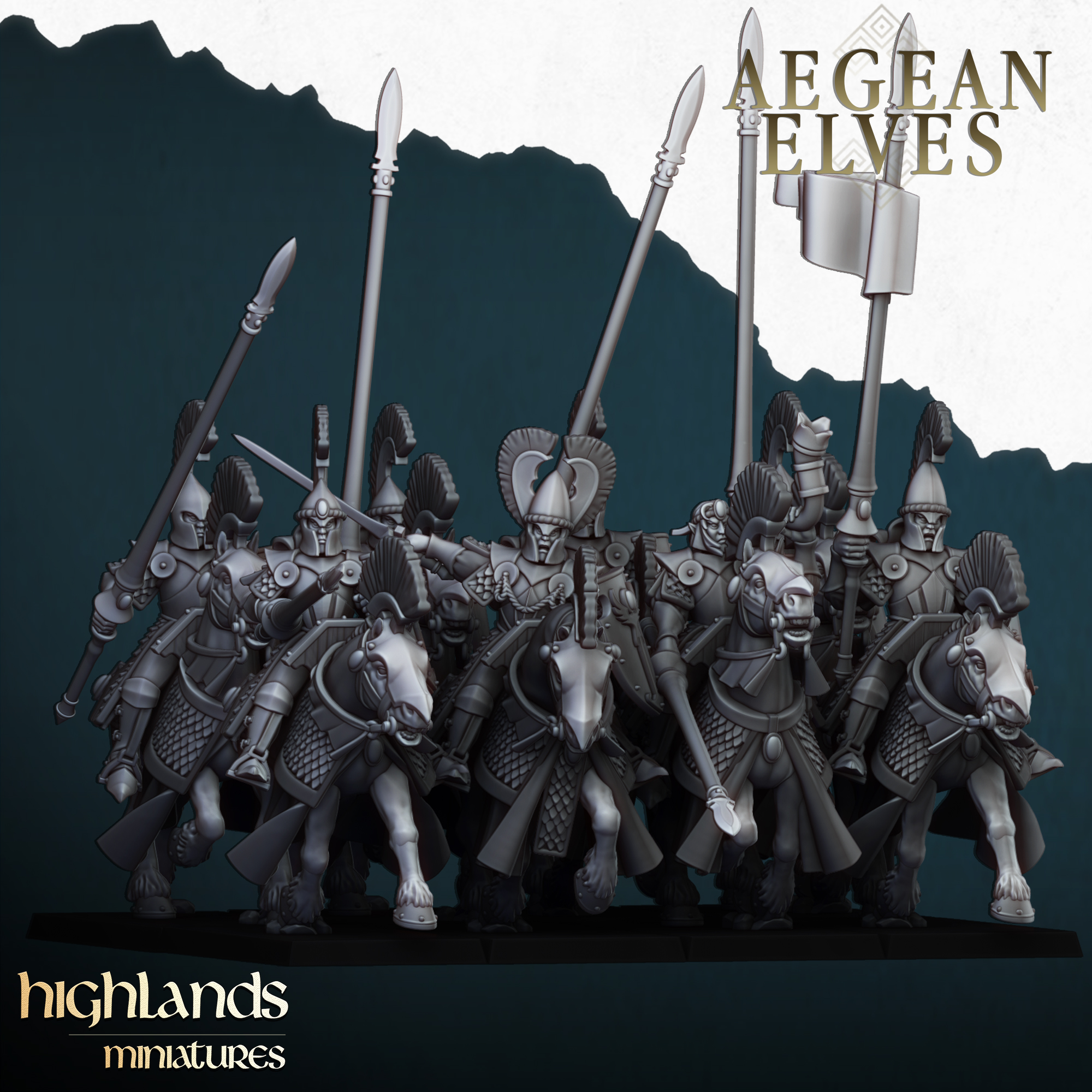 Mounted Lances, Aegean Elves - Highlands Miniatures - Image 2