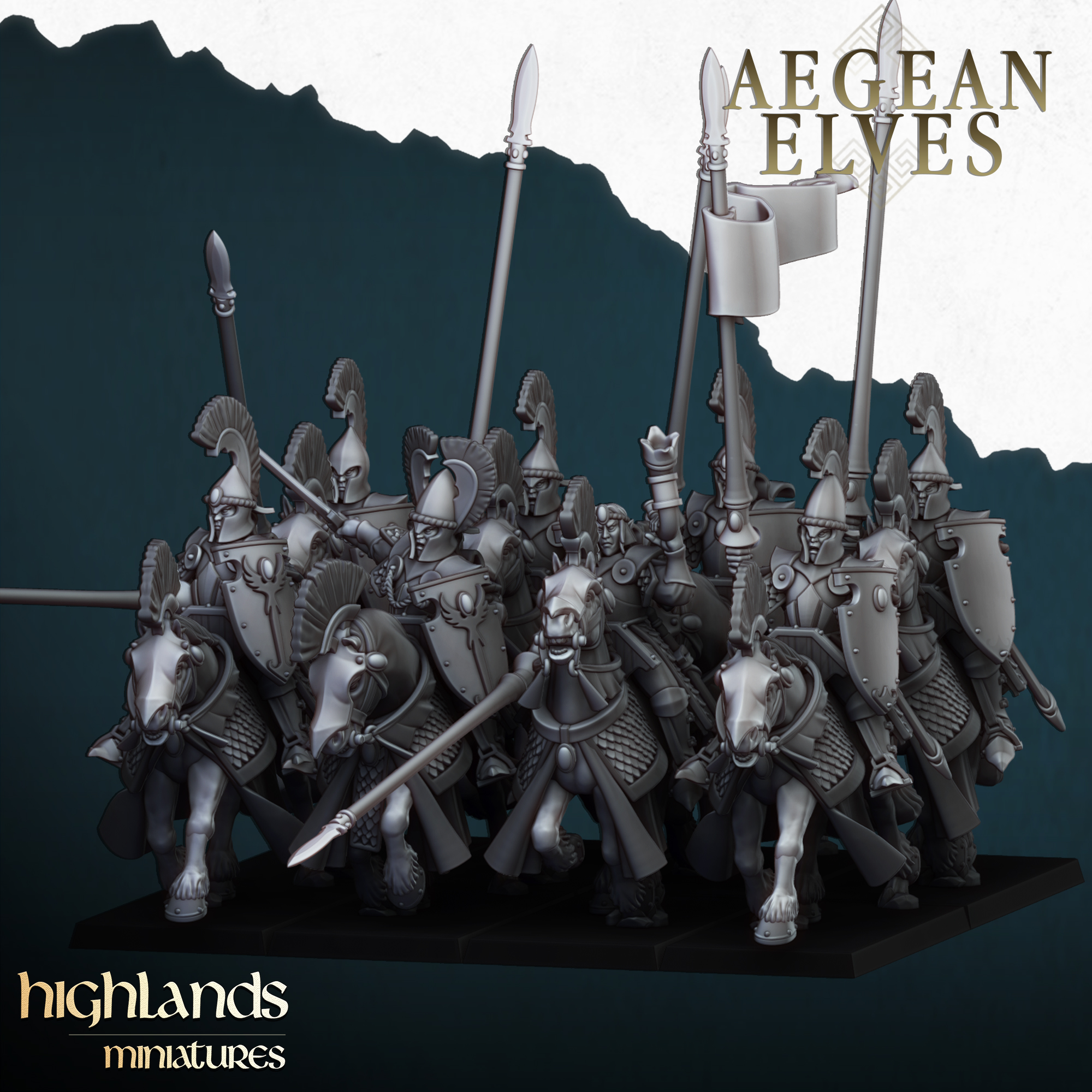 Mounted Lances, Aegean Elves - Highlands Miniatures - Image 3