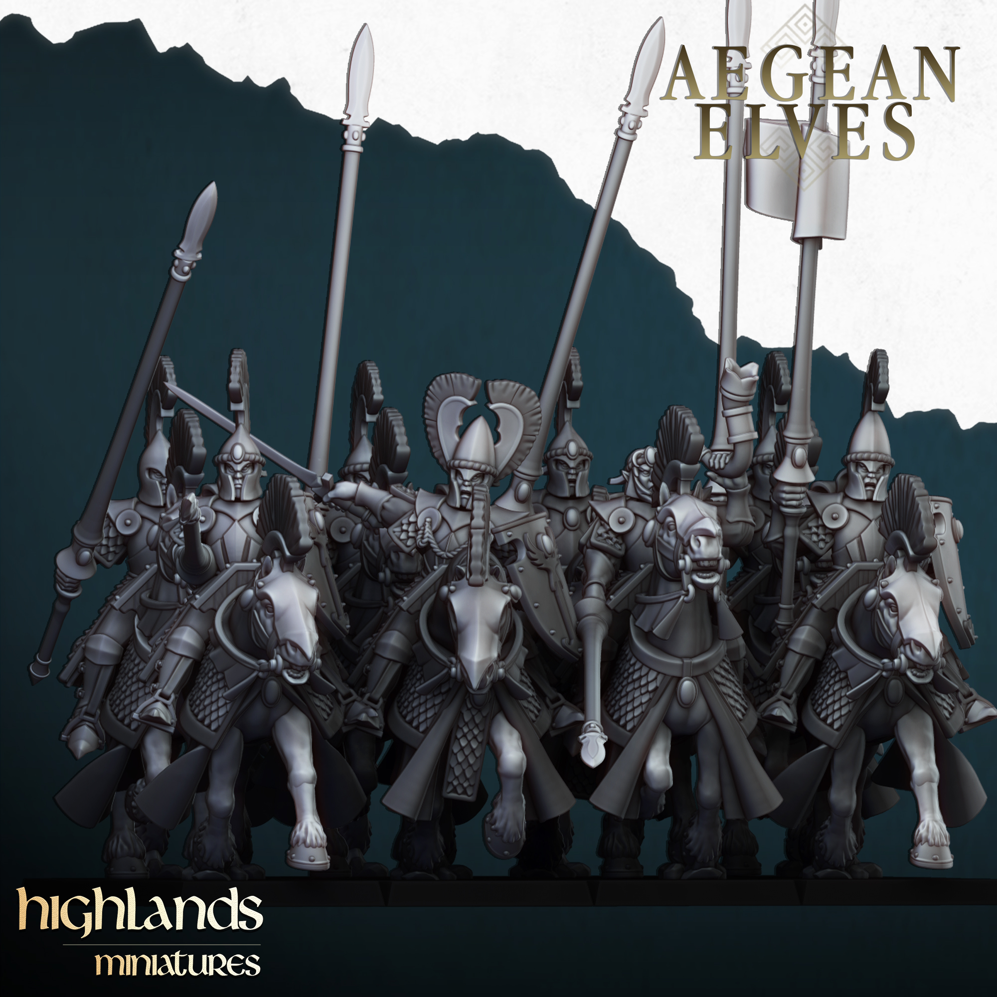 Mounted Lances, Aegean Elves - Highlands Miniatures - Image 4