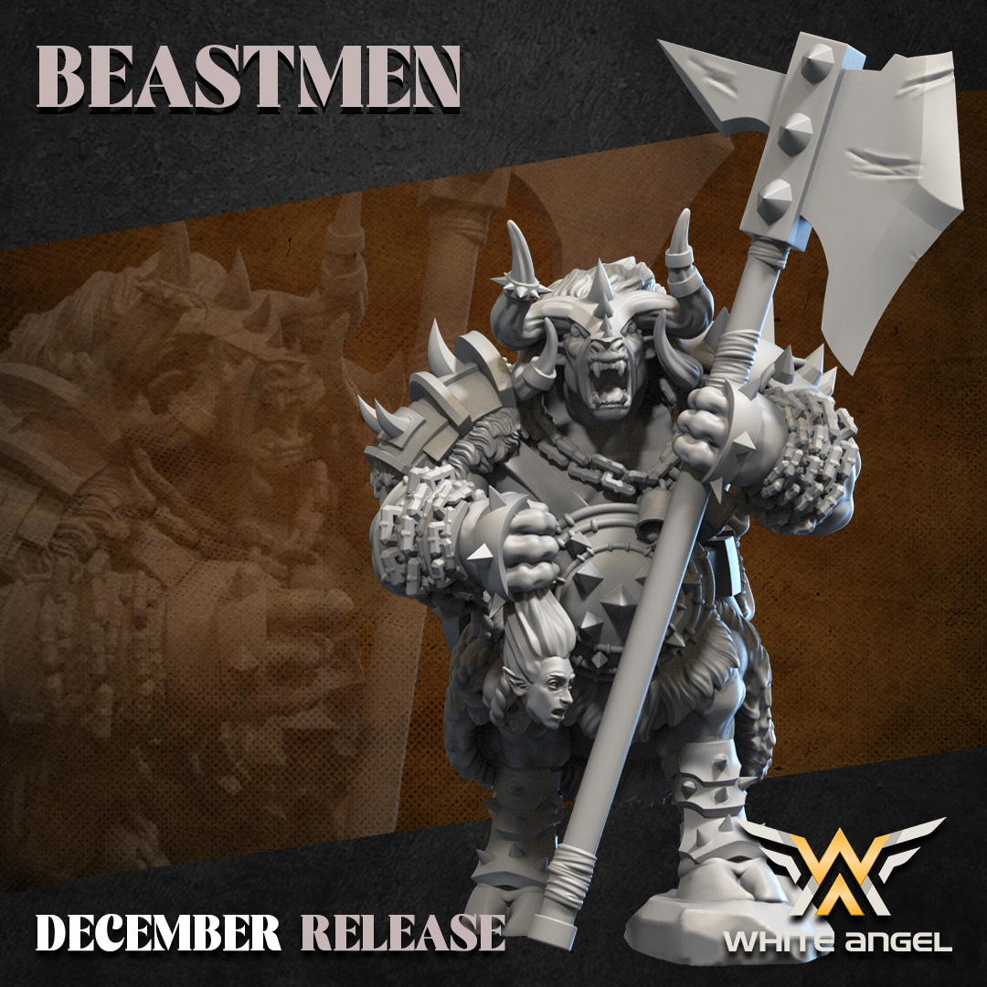 Beast Minotaur Commander, Beastmen - White Angel Miniatures