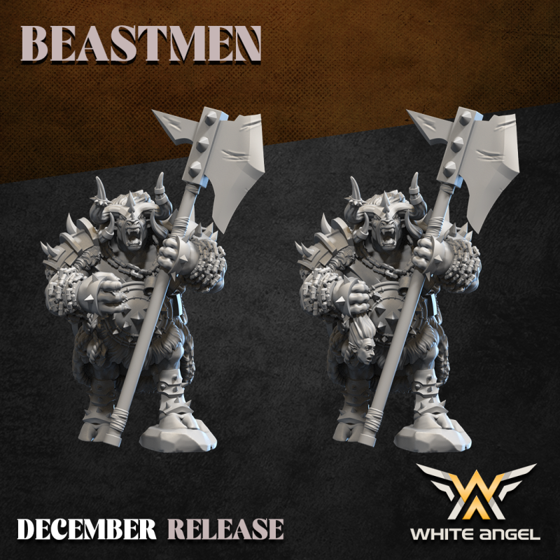 Beast Minotaur Commander, Beastmen – White Angel Miniatures - UK RESIN ...