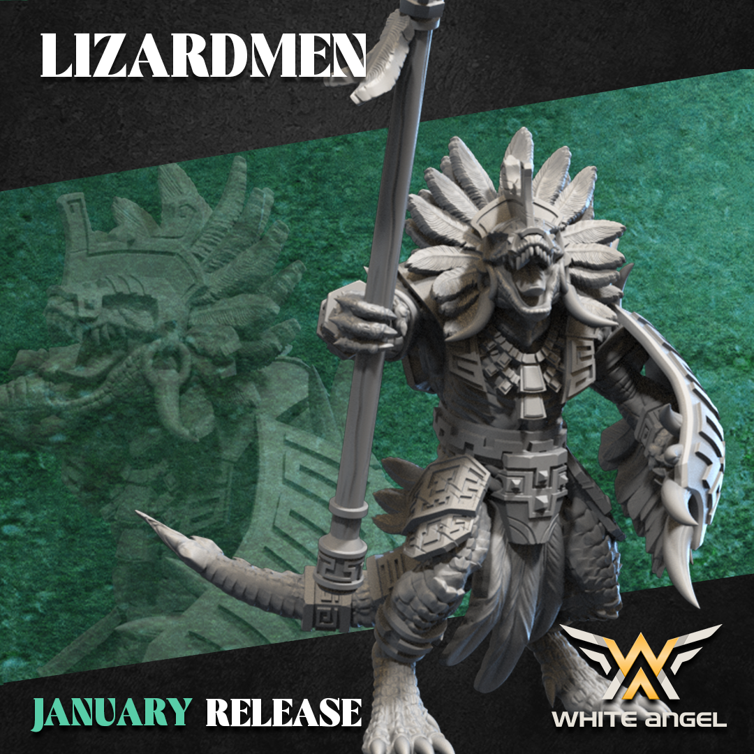 Commander Lizard, Lizardmen - White Angel Miniatures