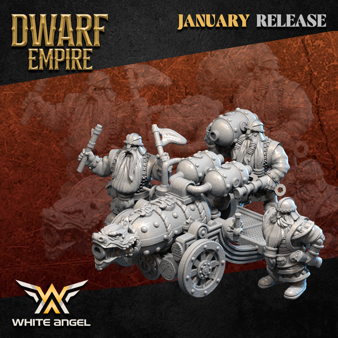 Dwarf Fire Cannon, Dwarf Empire- White Angel Miniatures