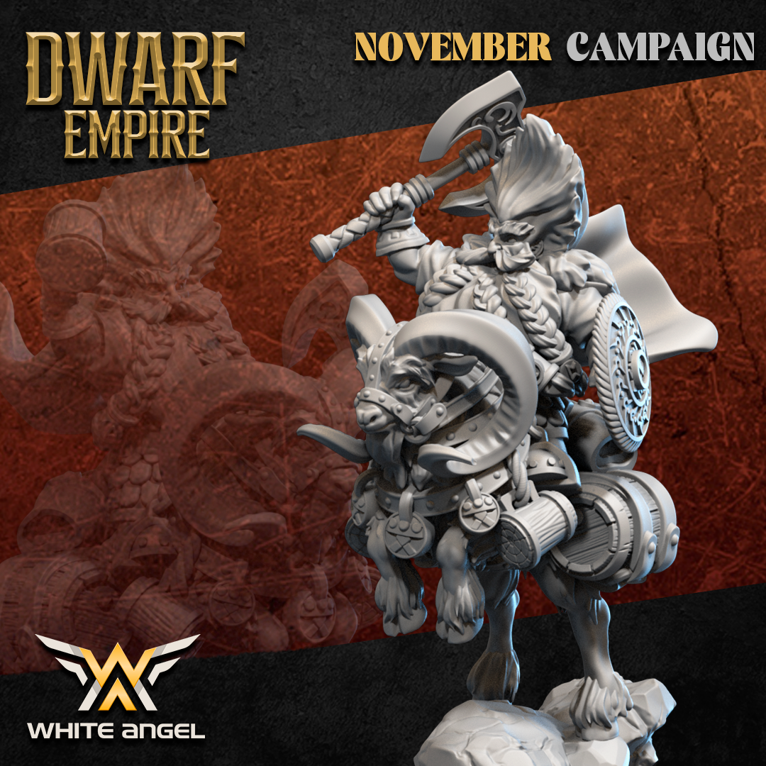 Dwarf Goat Commander, Dwarf Empire - White Angel Miniatures