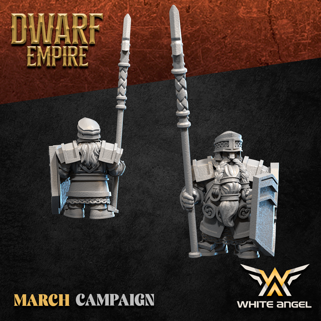 Pikedwarf Unit with Command Group – Dwarf Empire – White Angel Miniatures - Image 3