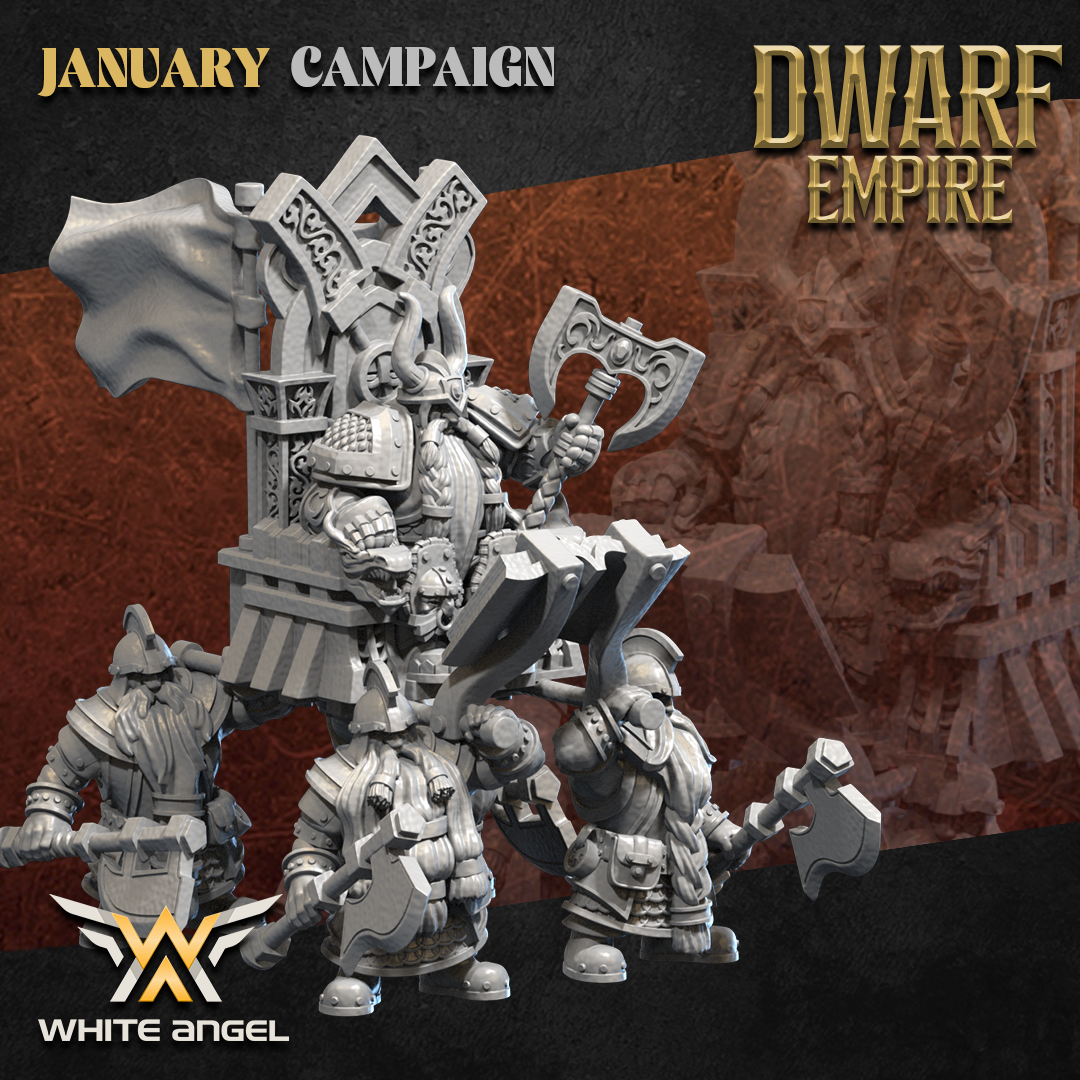The Dwarf King on Throne, Dwarf Empire - White Angel Miniatures