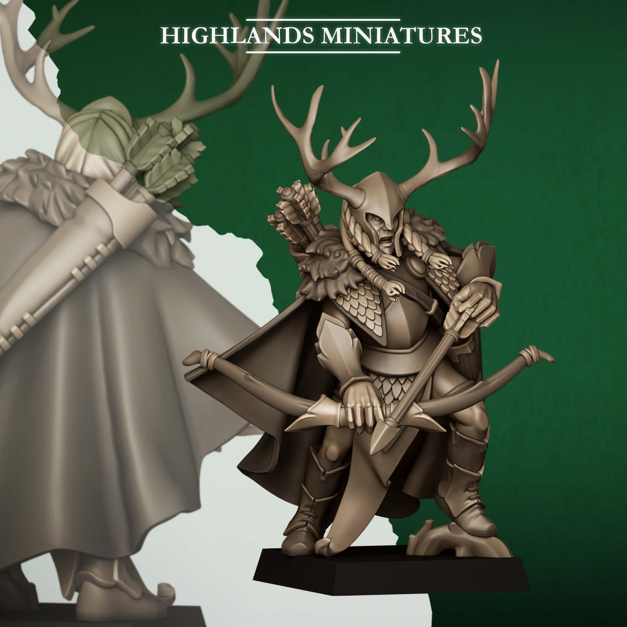 Feral Highborn with Bow, Feral Elves - Highlands Miniatures