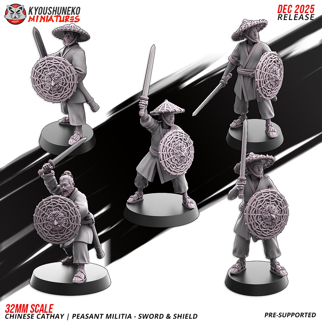 Peasant Militia with Sword and Shield, Chinese Cathay, Kyoushuneko Miniatures - Image 3