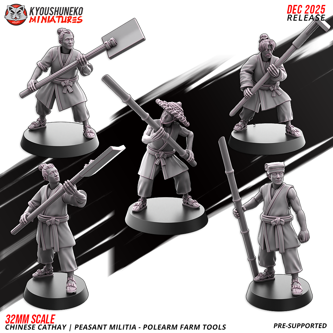 Peasant Militia with Polearm Farm Tools, Chinese Cathay, Kyoushuneko Miniatures - Image 2