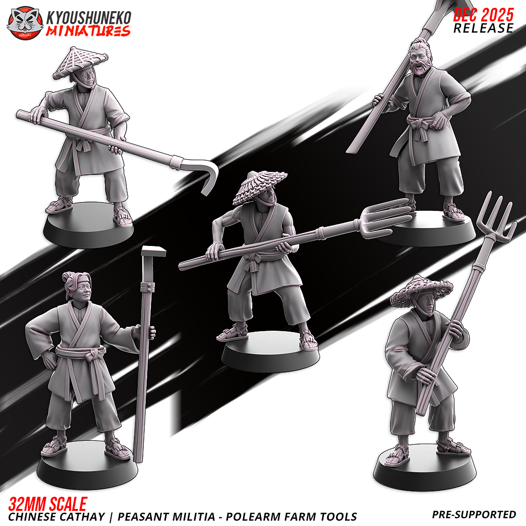 Peasant Militia with Polearm Farm Tools, Chinese Cathay, Kyoushuneko Miniatures - Image 3
