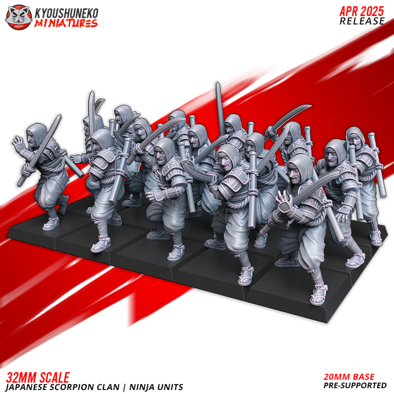 Ninja Rma Unit Ninja Units, Japanese Scorpion Clan, Kyoushuneko Miniatures - UK RESIN ...