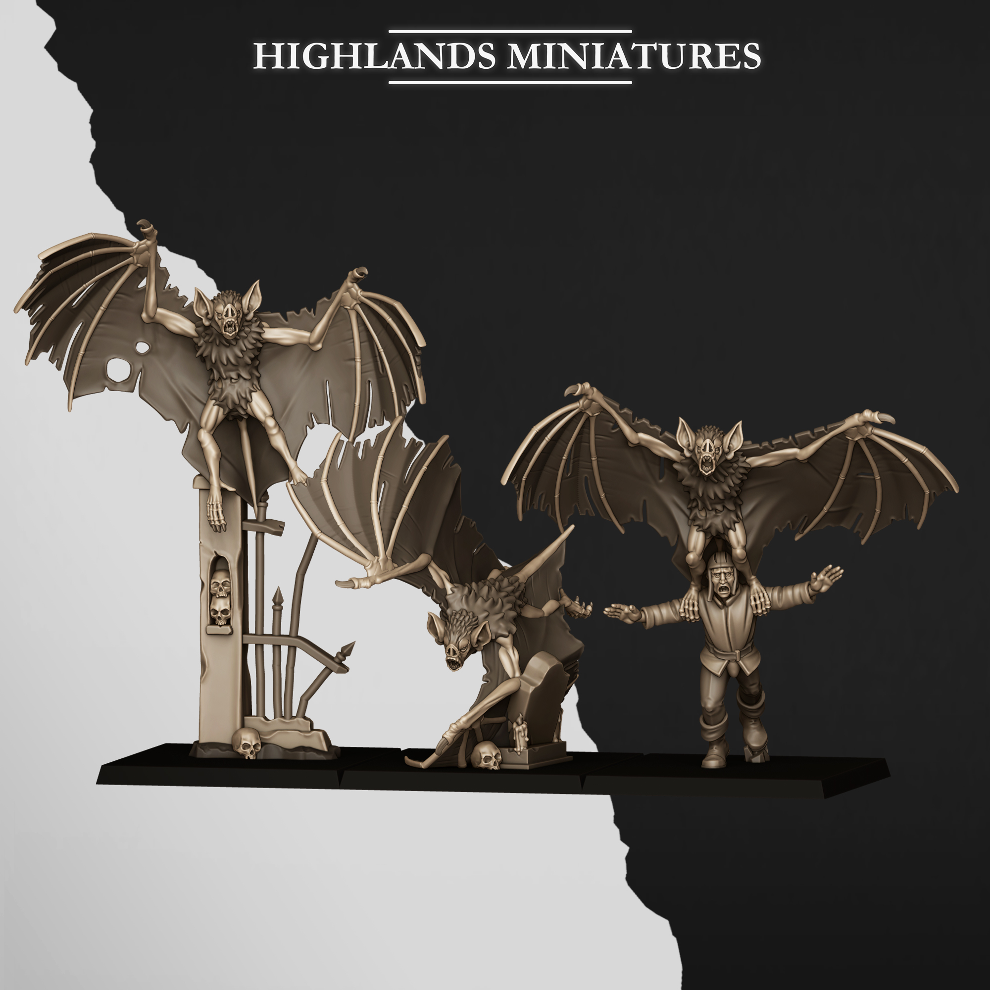 Giant Bats, Transylvania The Fallen Realm- Highlands Miniatures