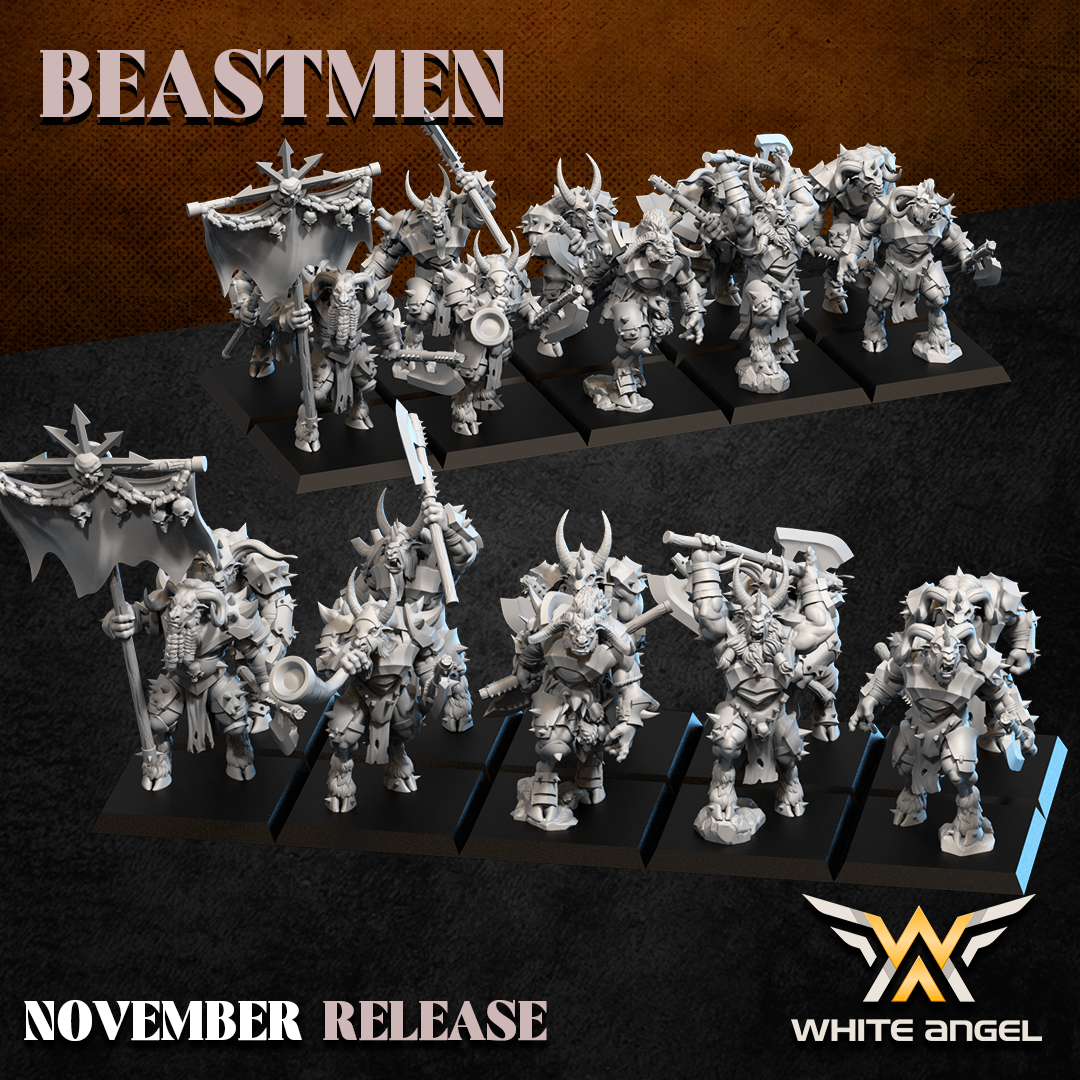Heavy Beast Warrior 2H, Beastmen, White Angel Miniatures