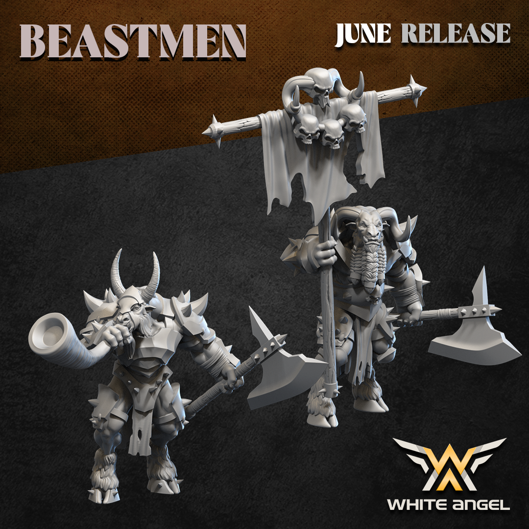 Heavy Beast Warrior, Beastmen, White Angel Miniatures - Image 2