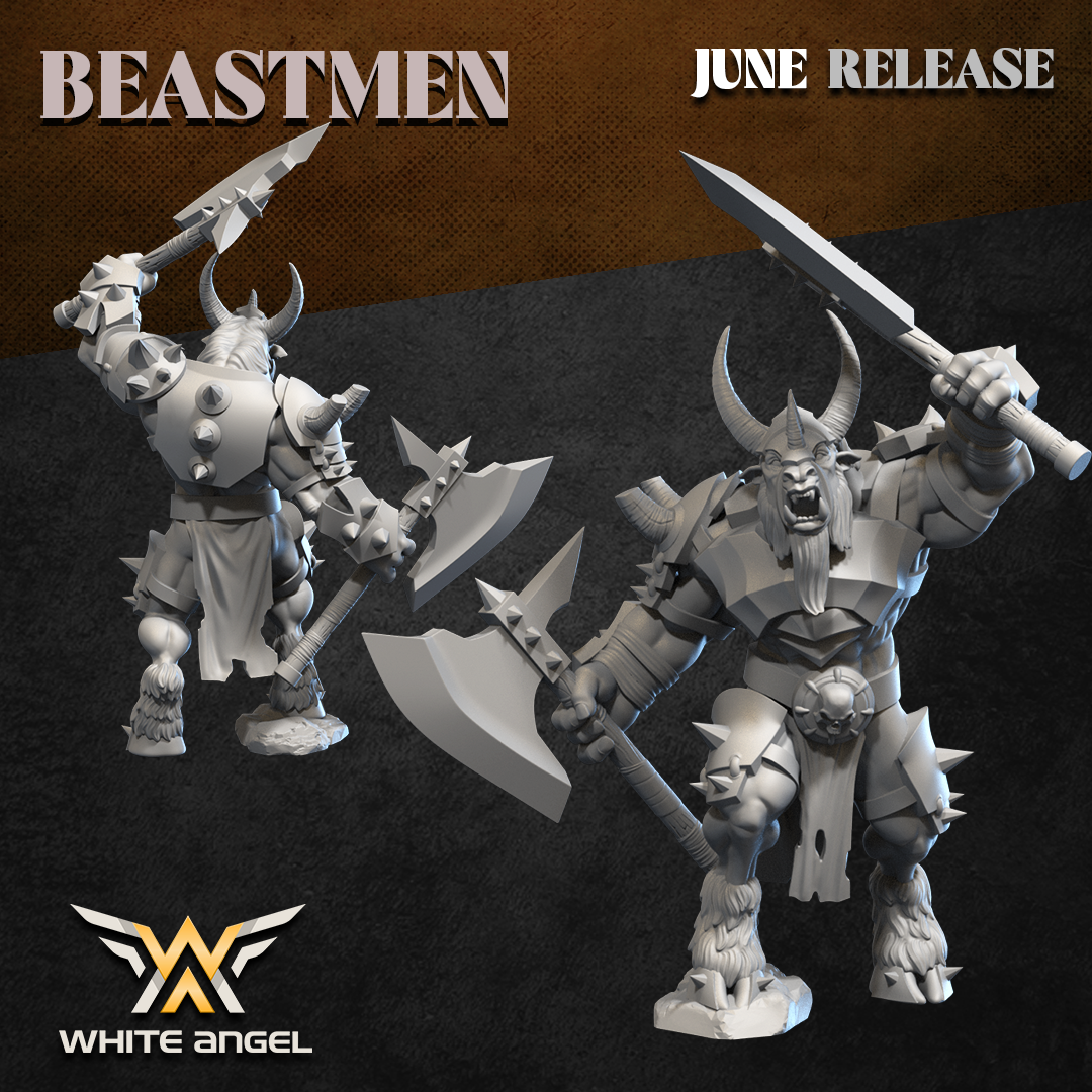 Heavy Beast Warrior, Beastmen, White Angel Miniatures - Image 3