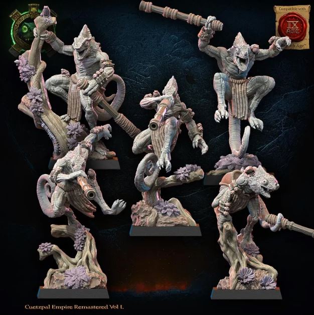 Kuaxotl Unit with blowpipes inc Command Group, Cuetzpal Empire Remastered, Lost Kingdom - Image 7