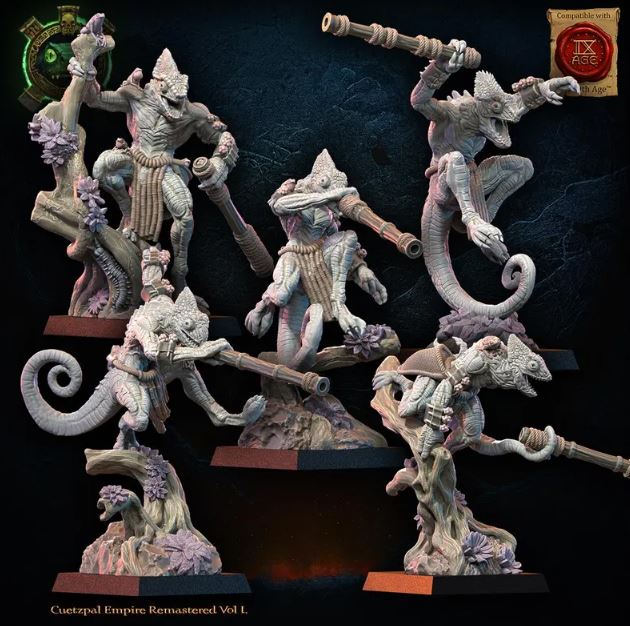 Kuaxotl Unit with blowpipes inc Command Group, Cuetzpal Empire Remastered, Lost Kingdom - Image 8