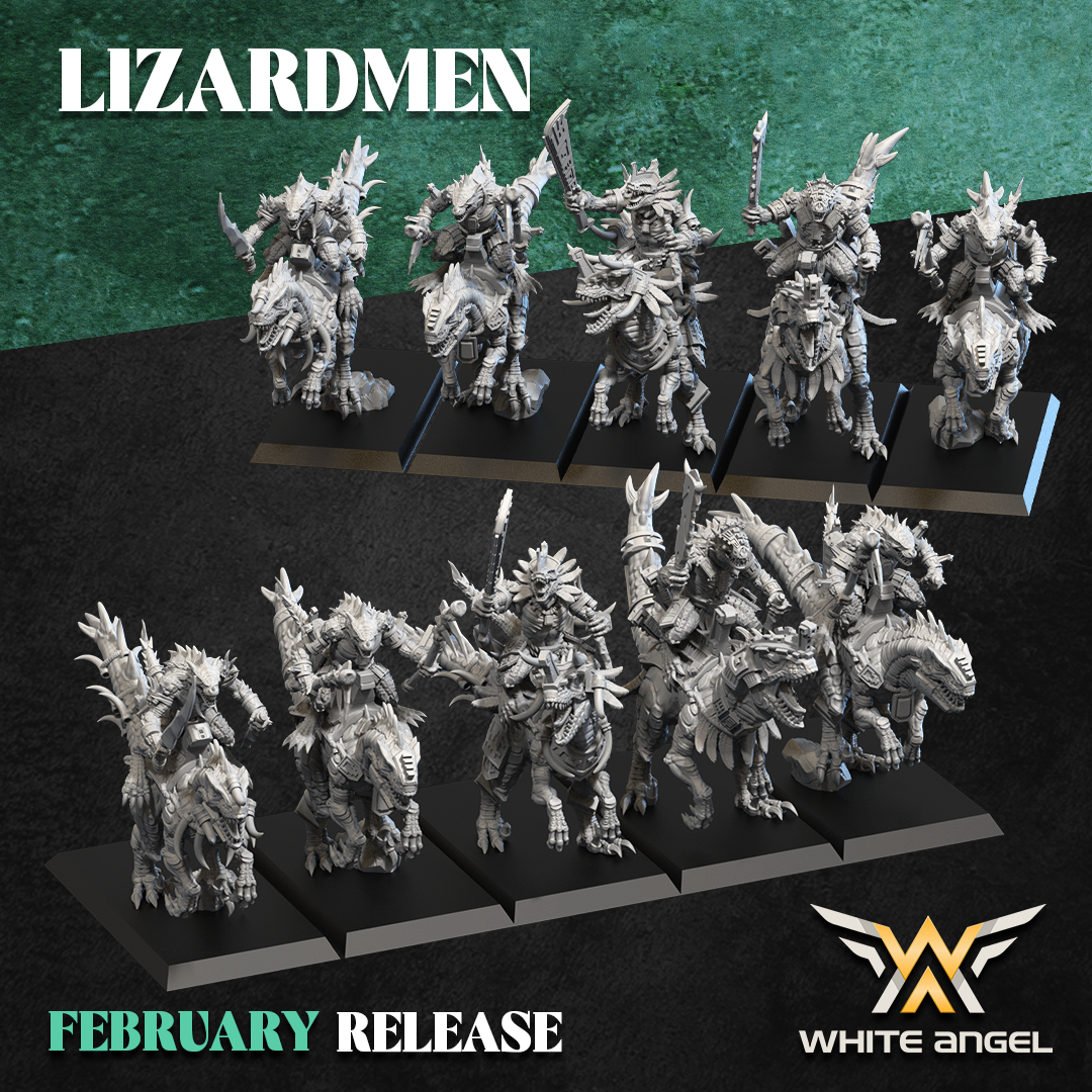 Lizard Warrior Rider, Lizardmen - White Angel Miniatures