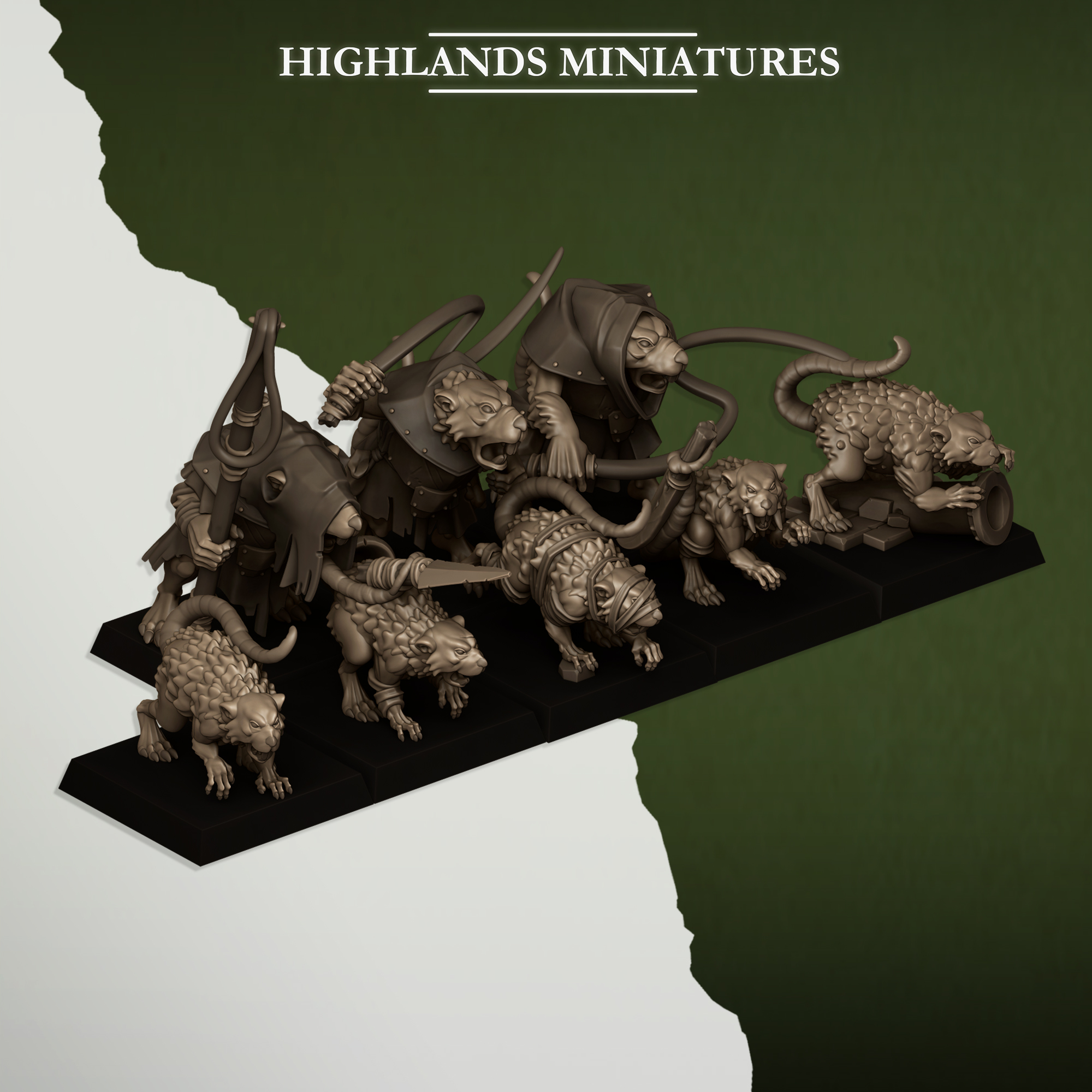 Rats and Rat Master, Sewer Vermin - Highlands Miniatures