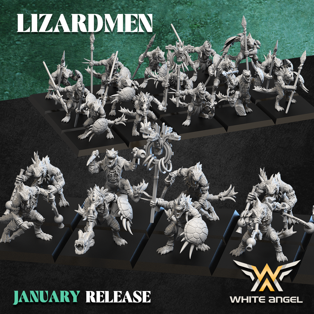 Slippery Lizards, Lizardmen – White Angel Miniatures