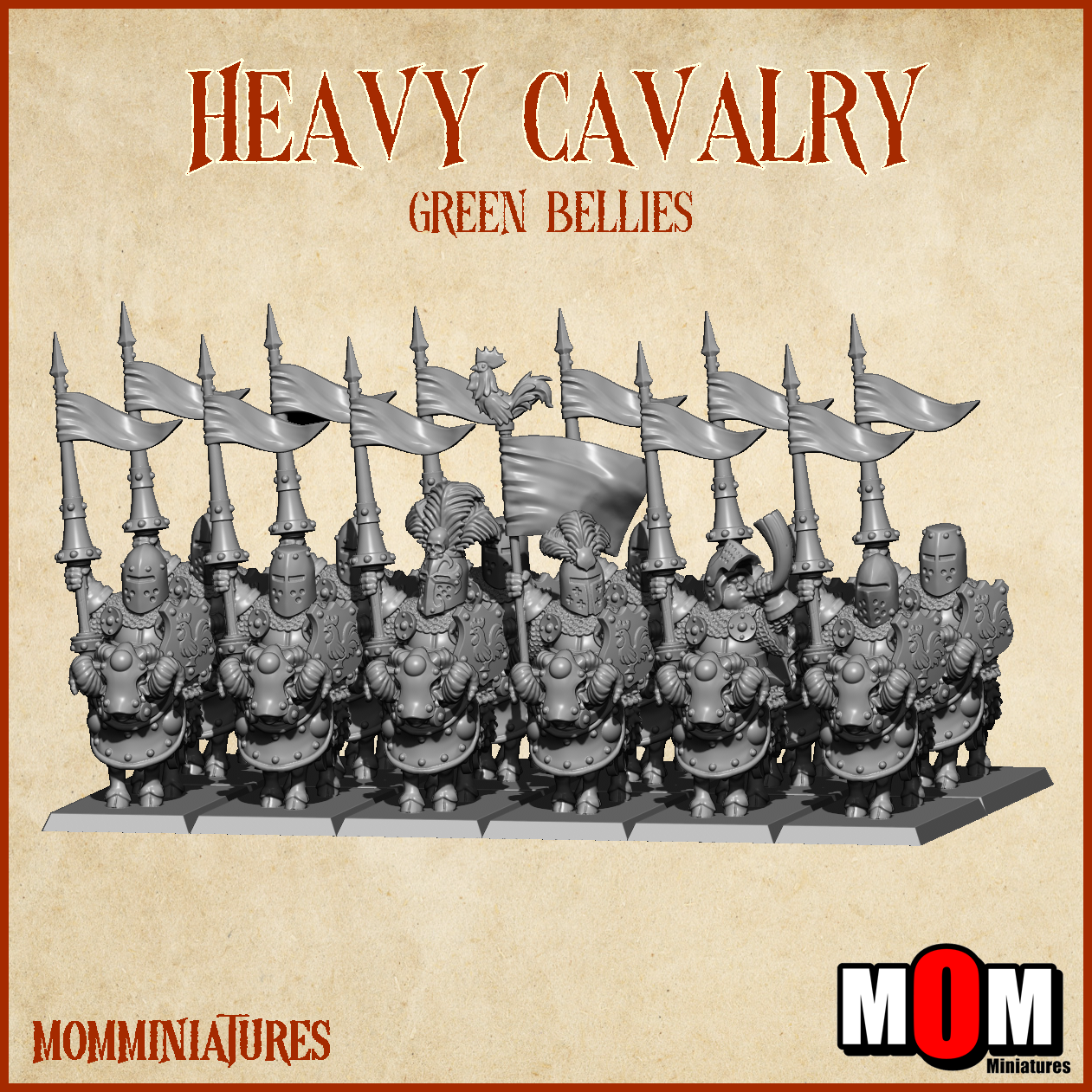Heavy Cavalry on Rams, Green Bellies - MoM Miniatures