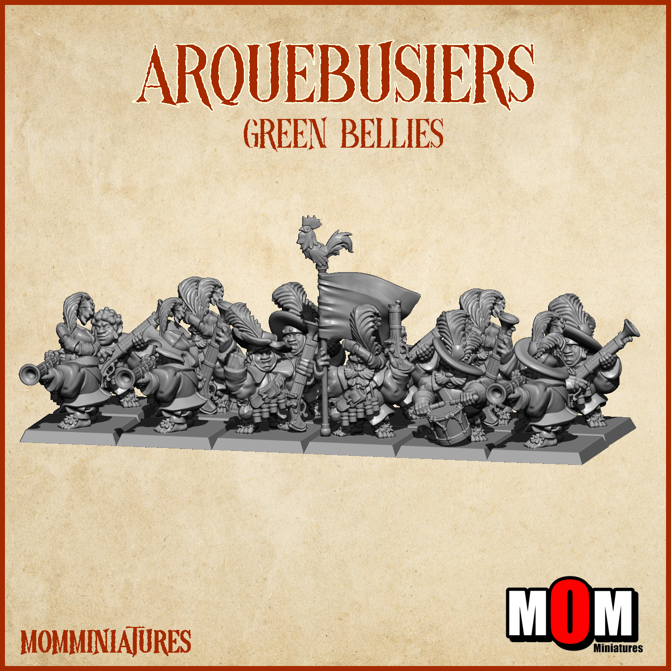 Arquebusiers, Green Bellies - MoM Miniatures