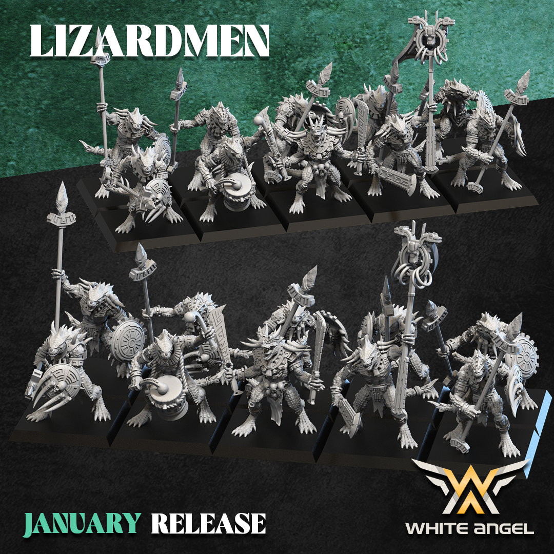 Warrior Lizards, Lizardmen, White Angel Miniatures