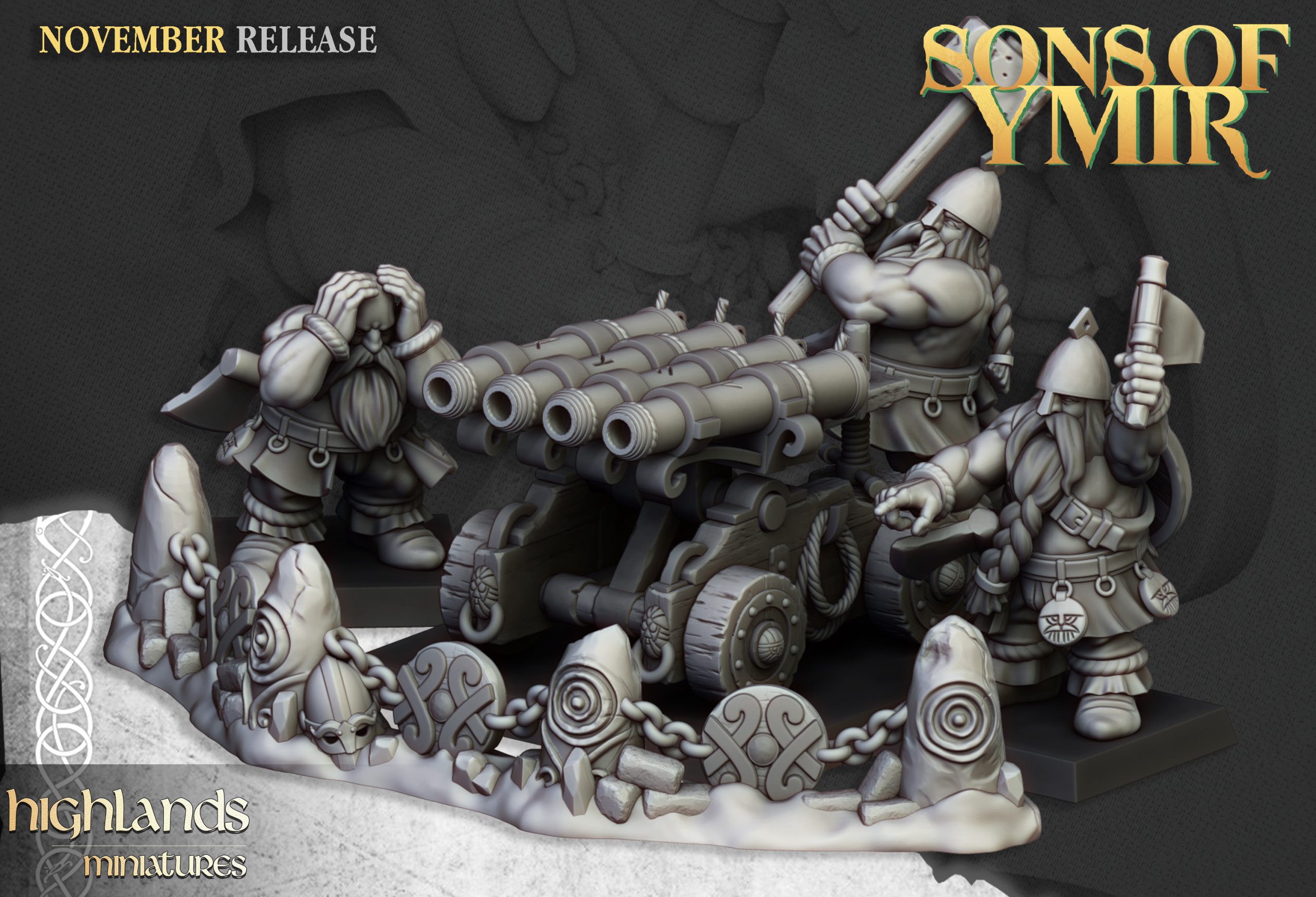 Dwarf Organ Gun, Sons of Ymir- Highlands Miniatures