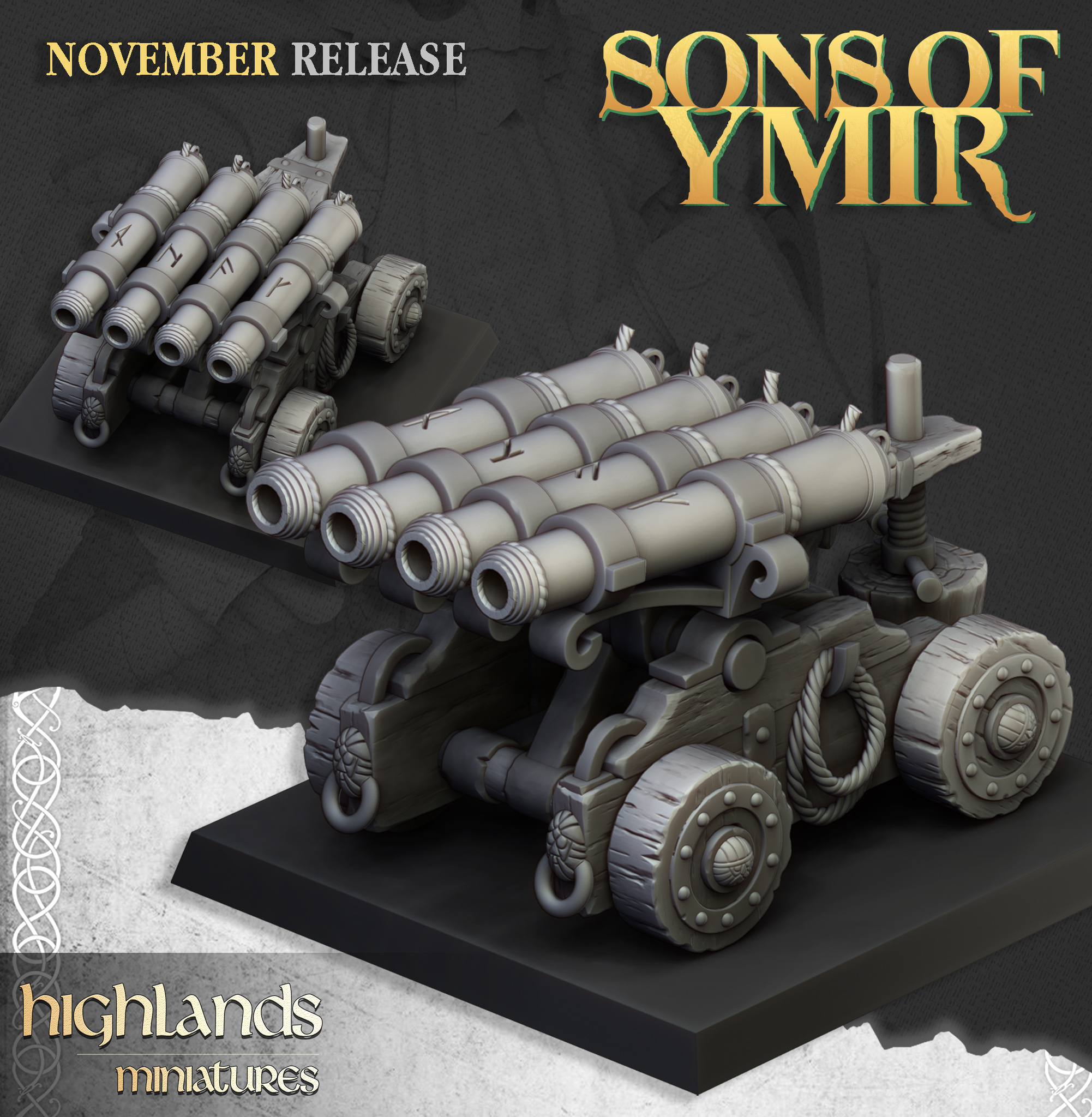 Dwarf Organ Gun, Sons of Ymir- Highlands Miniatures - Image 3