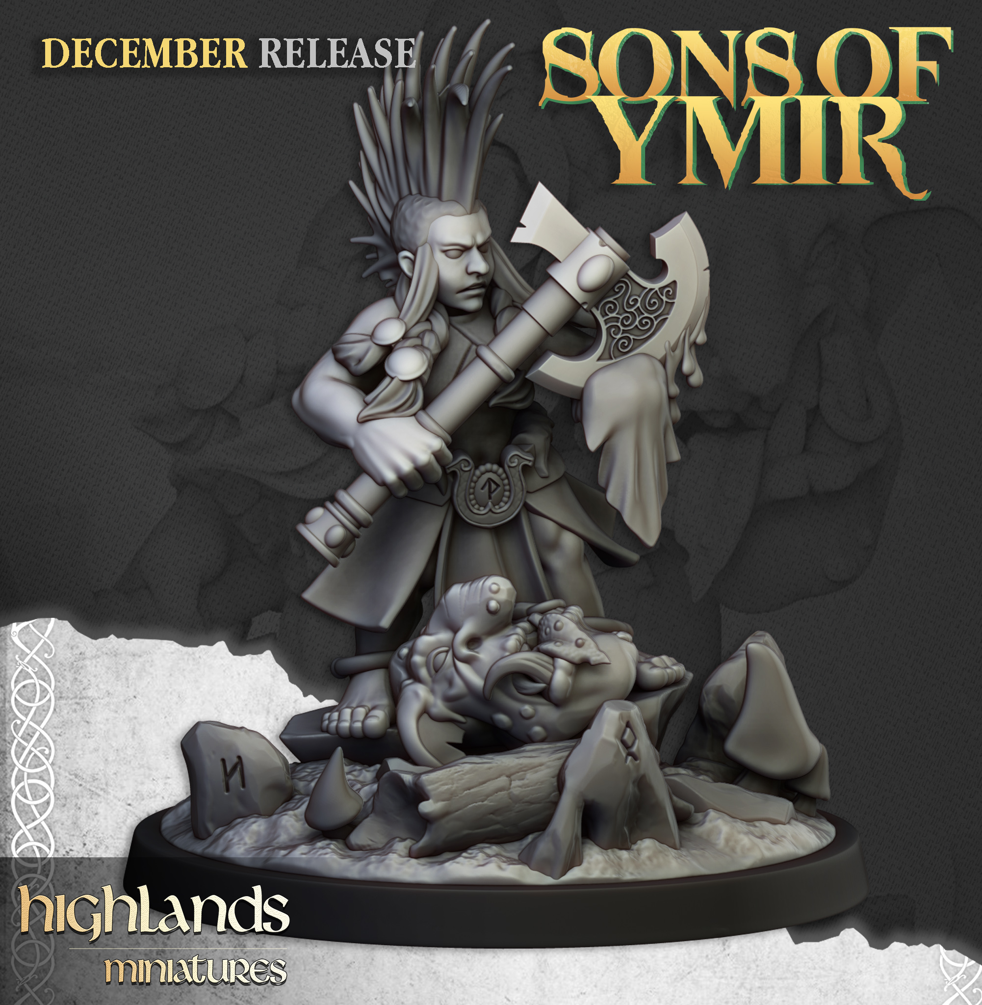 Dwarf Trollseeker Female, Sons of Ymir- Highlands Miniatures