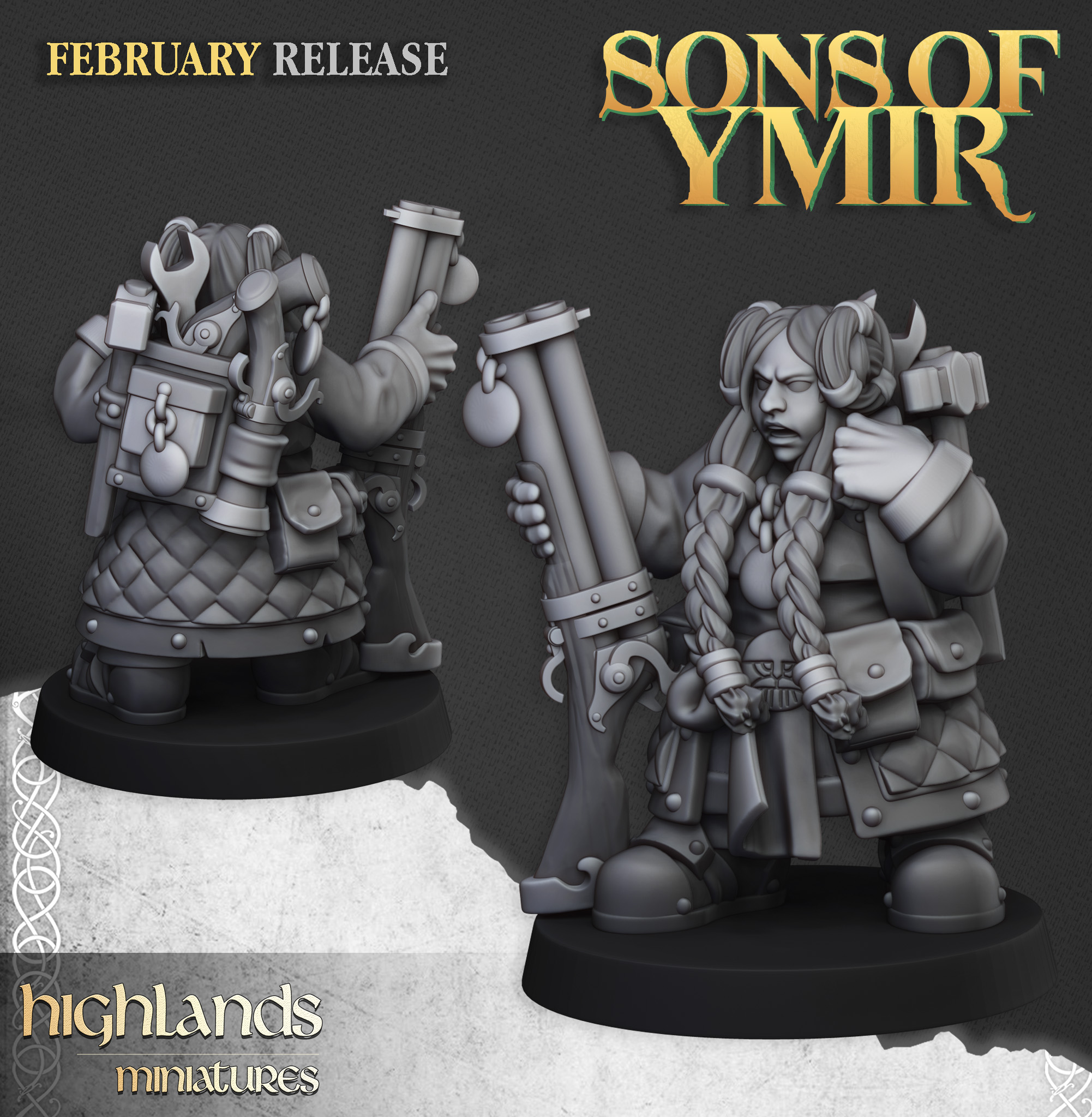 Dwarf Engineer Female, Sons of Ymir- Highlands Miniatures