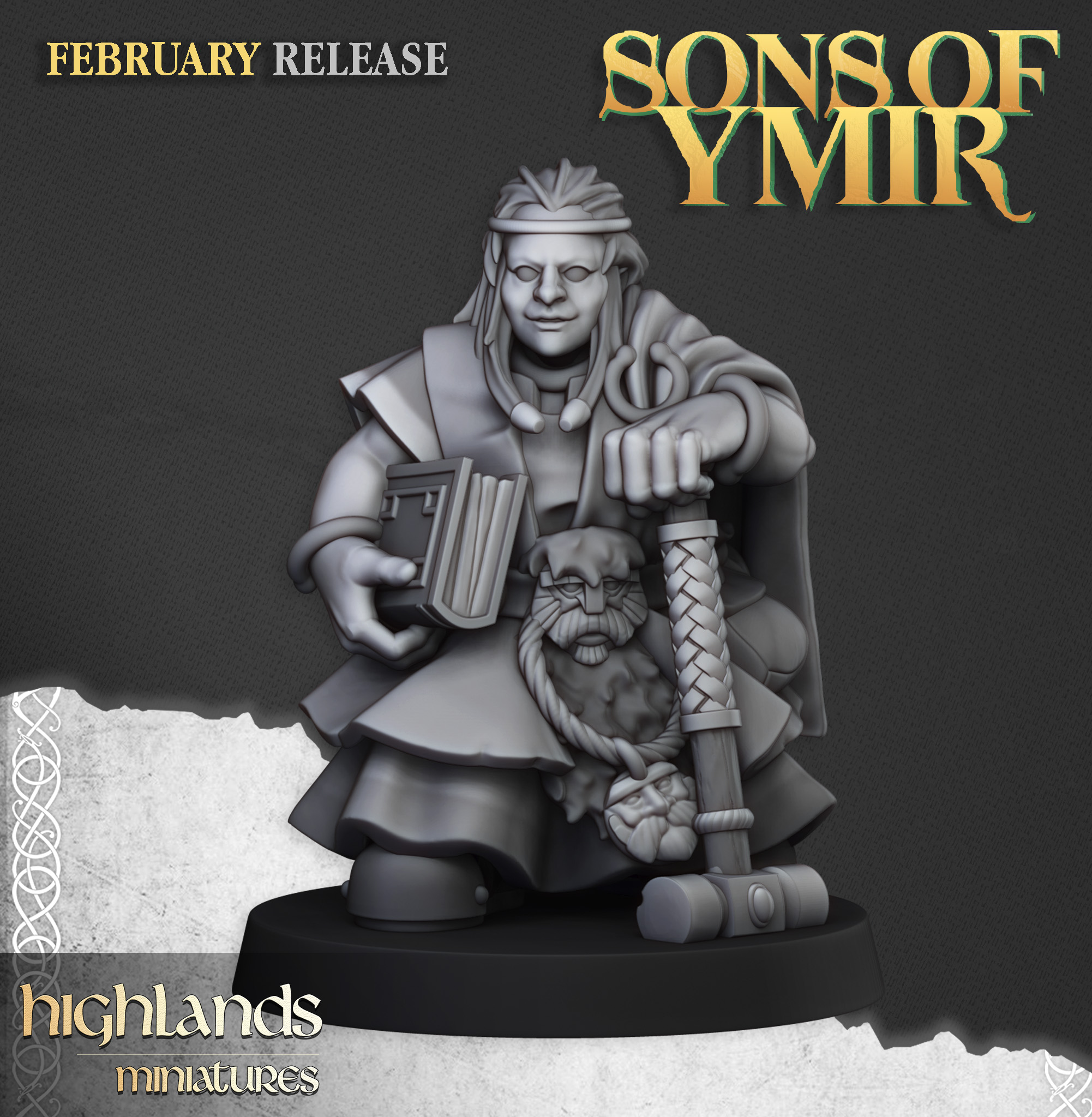 Dwarf Runepriest Female, Sons of Ymir- Highlands Miniatures - Image 2