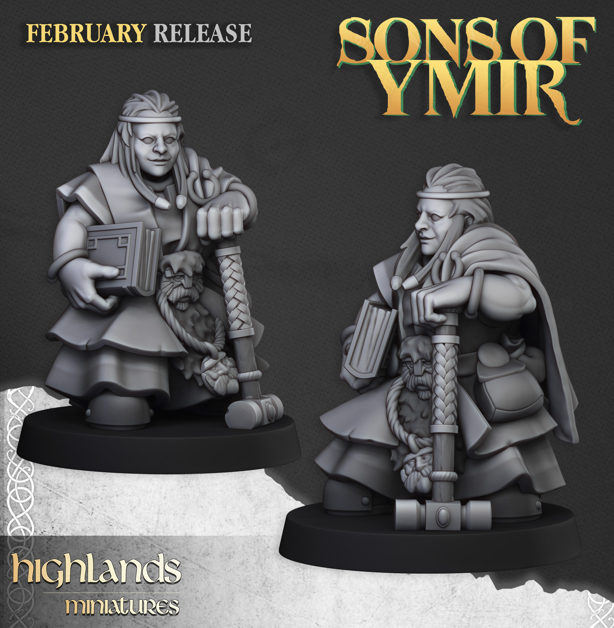Dwarf Runepriest Female, Sons of Ymir- Highlands Miniatures
