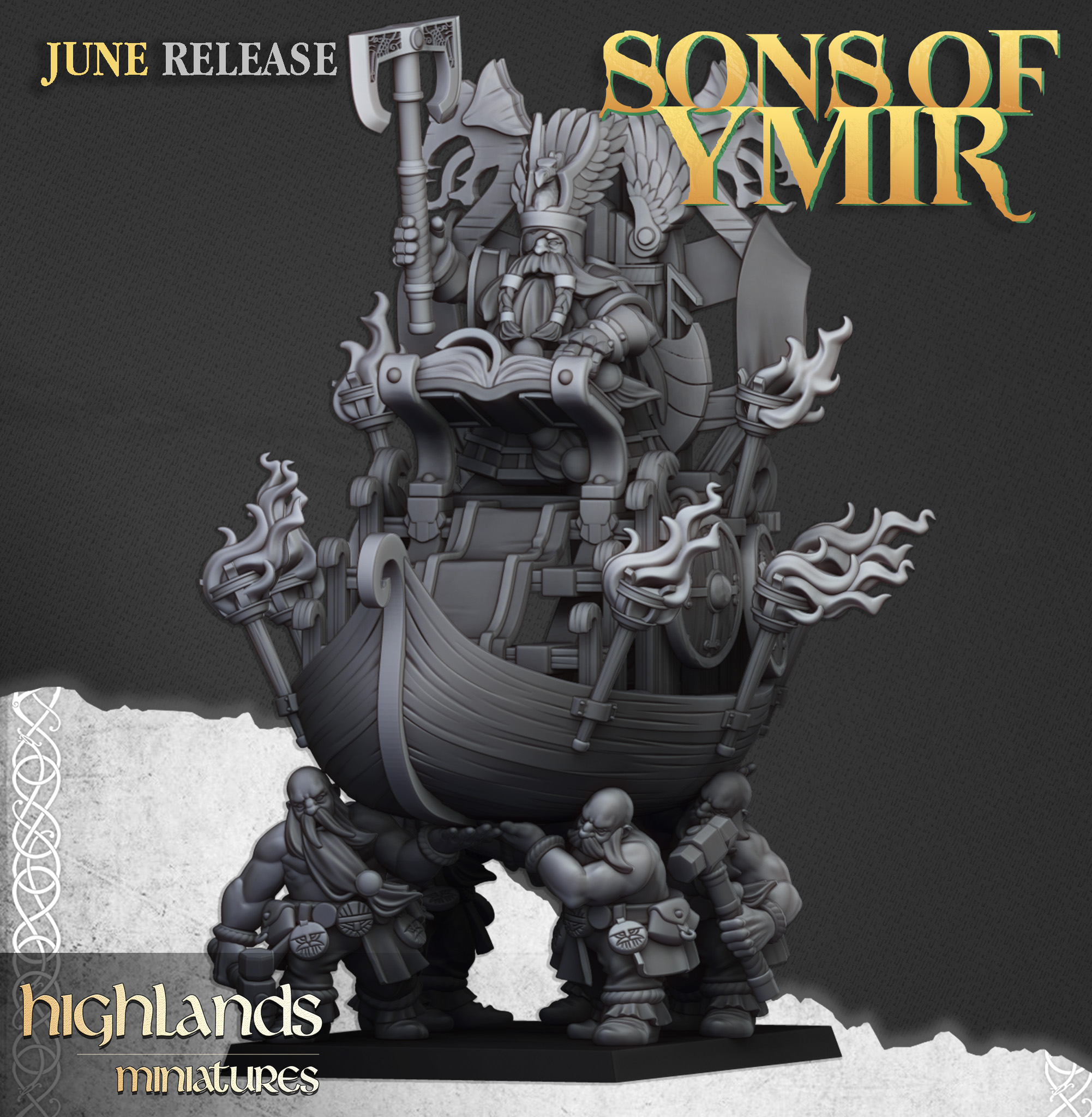 Dwarf King on Throne, Sons of Ymir- Highlands Miniatures - Image 3