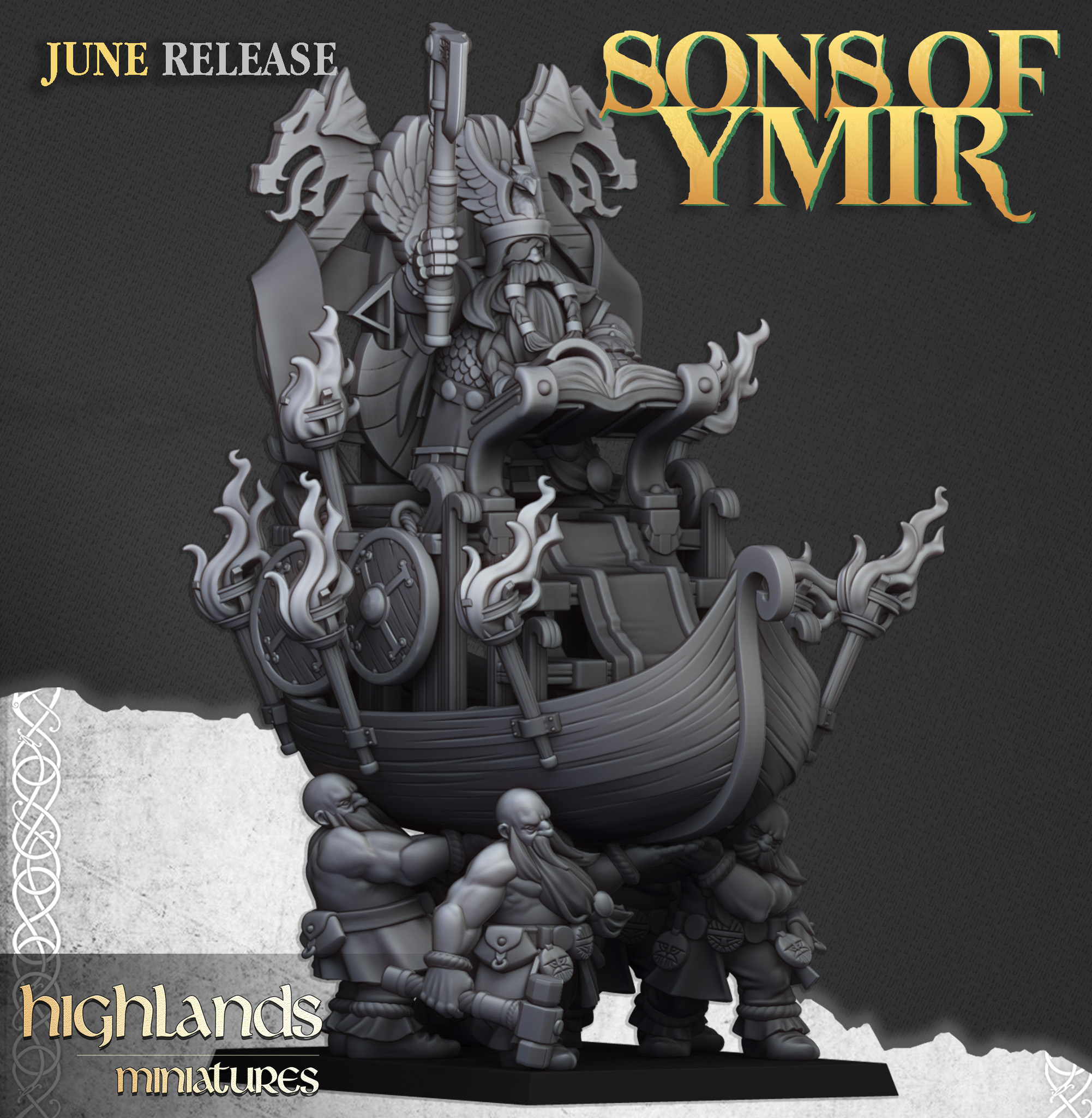 Dwarf King on Throne, Sons of Ymir- Highlands Miniatures