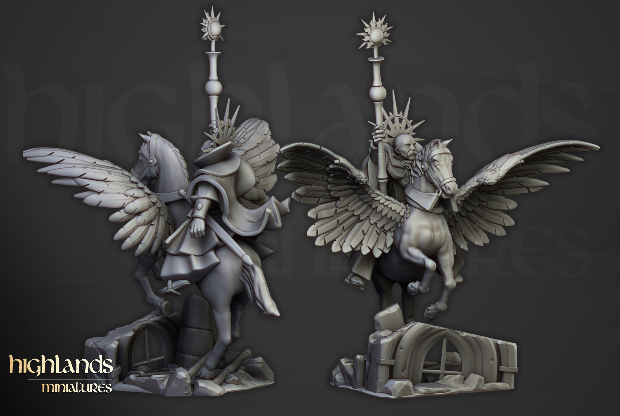 High Mage of Sunland on Pegasus, Sunland- Highlands Miniatures