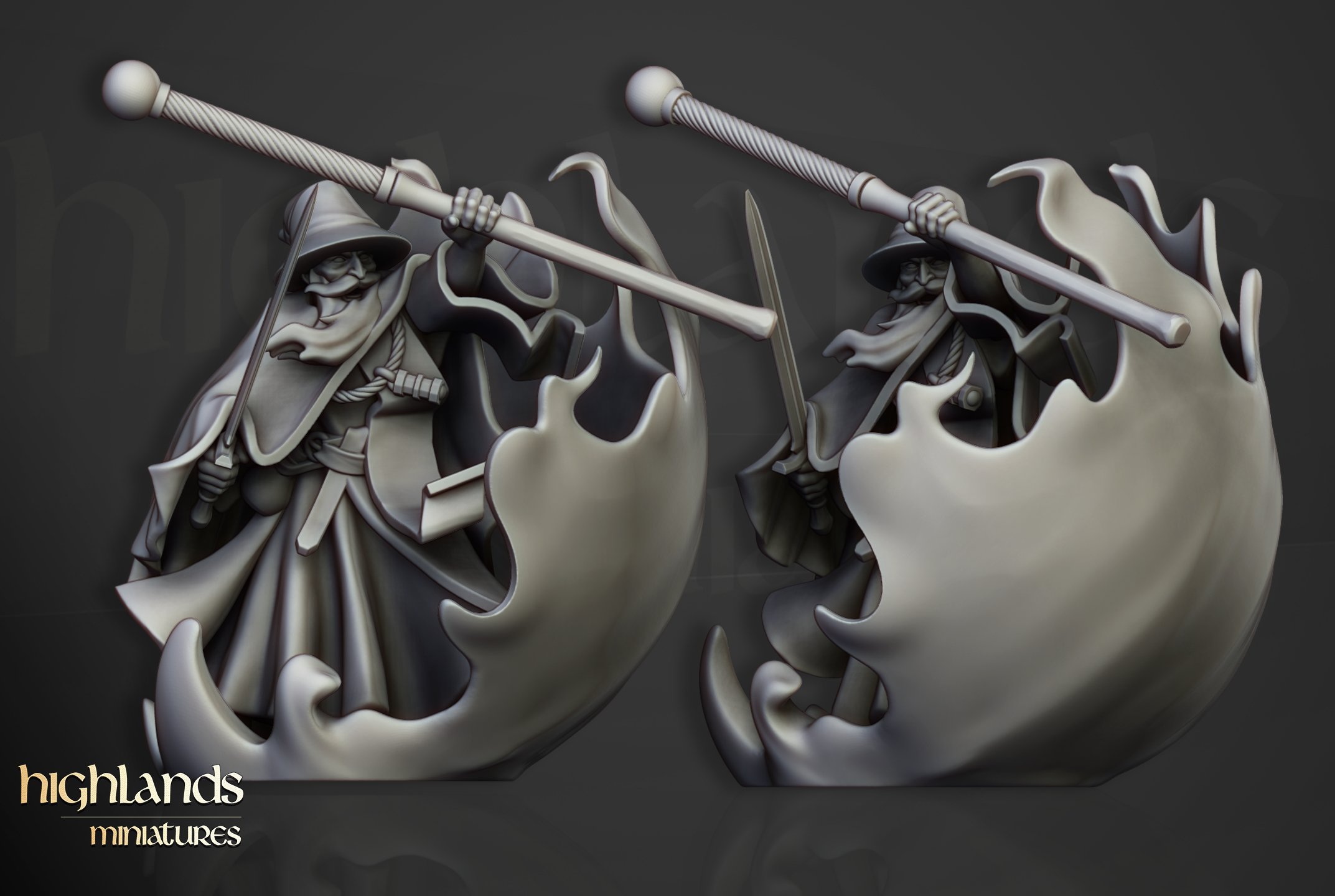 Mage of Healing with Magic Effect, Sunland- Highlands Miniatures