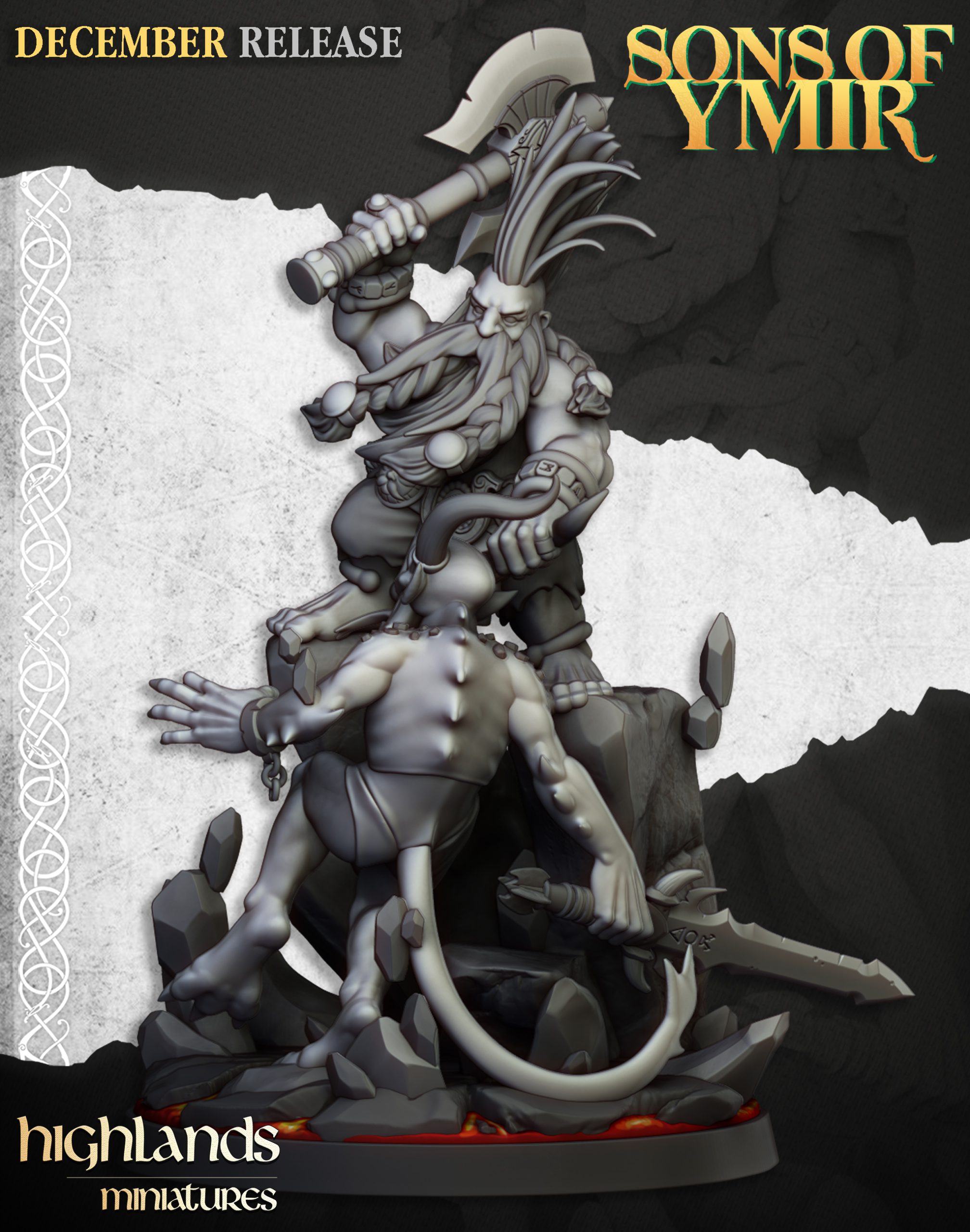 Dwarf Demonseeker Male, Sons of Ymir- Highlands Miniatures