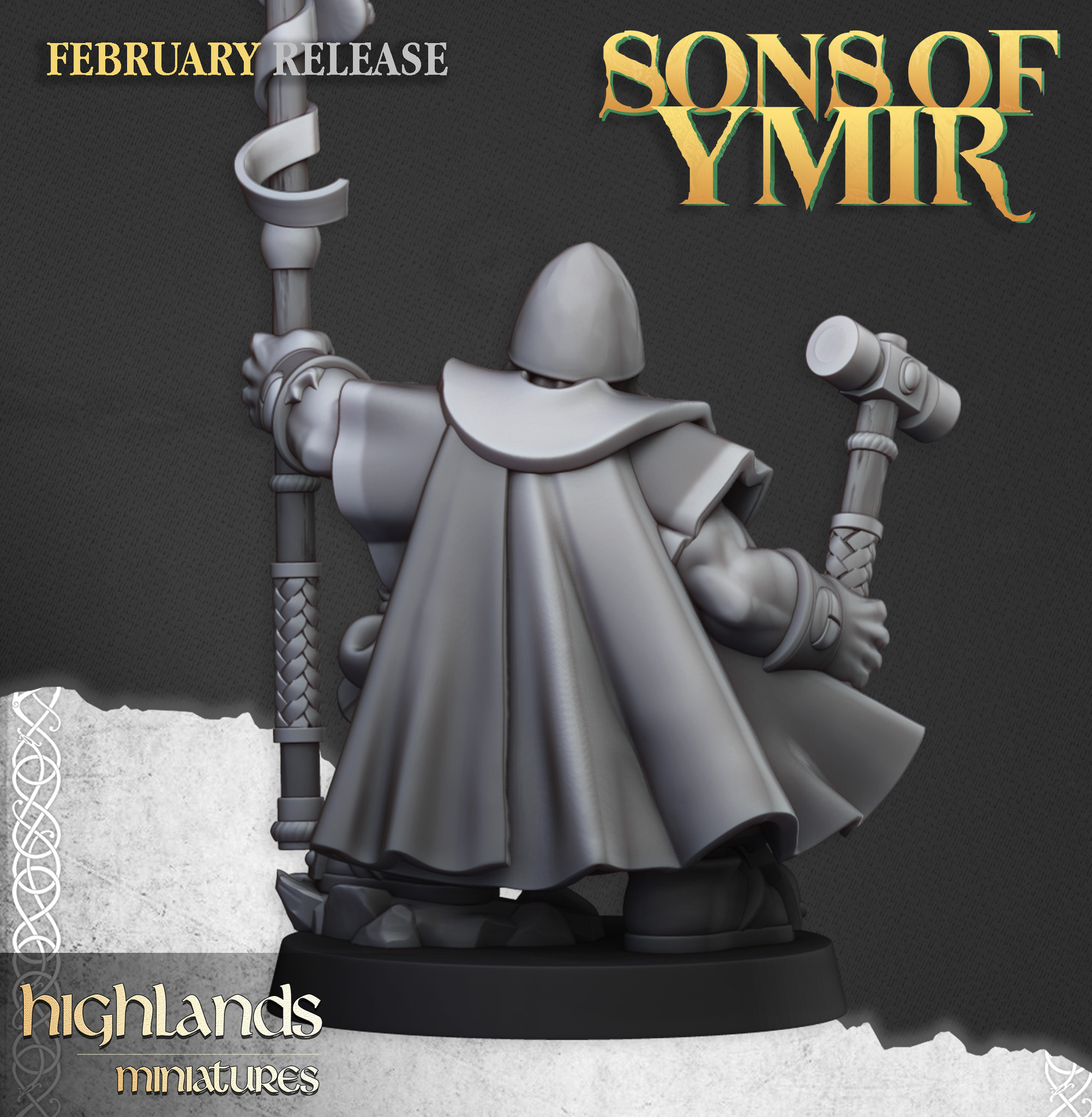 Dwarf Runepriest Male, Sons of Ymir- Highlands Miniatures - Image 3