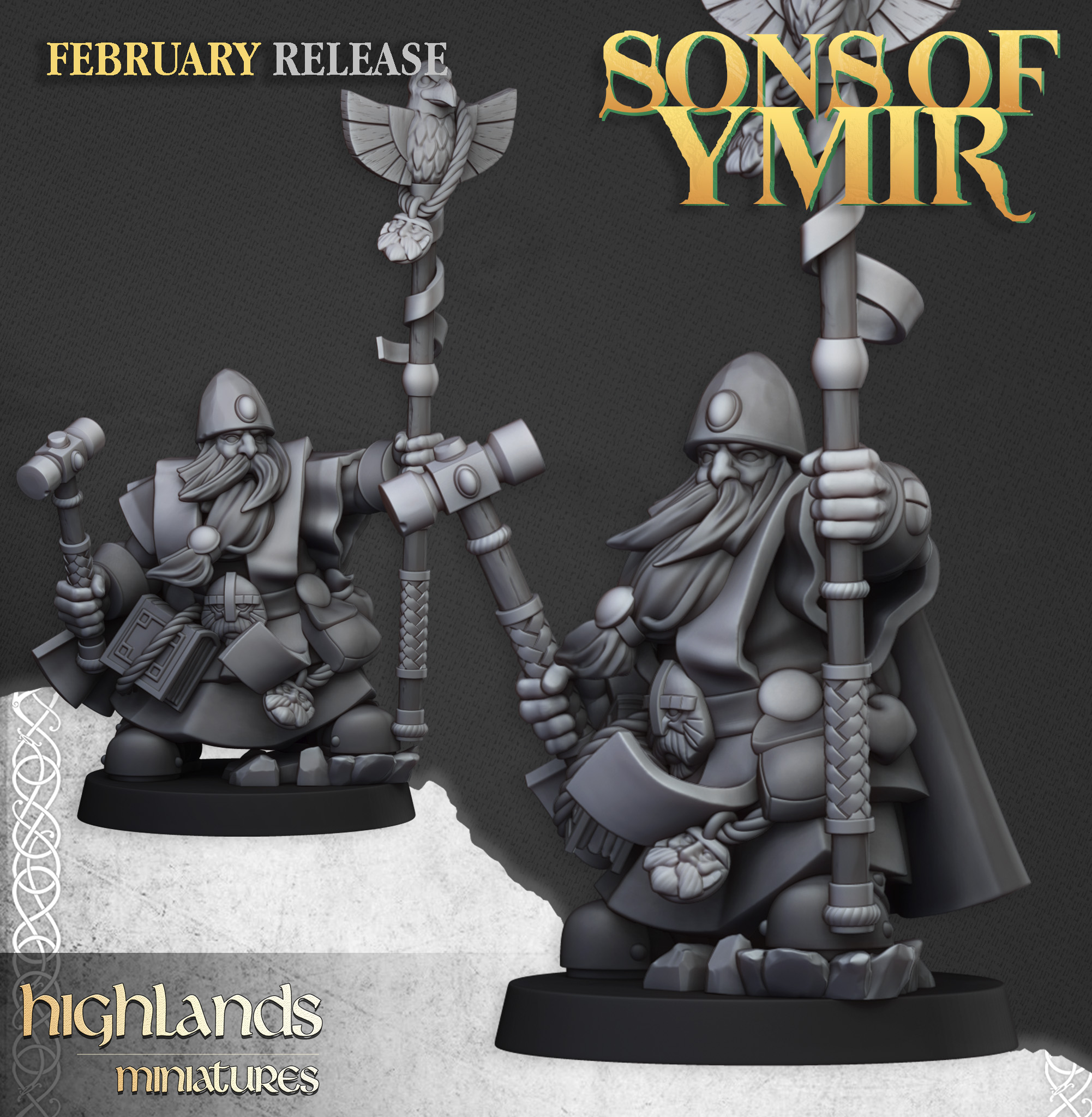 Dwarf Runepriest Male, Sons of Ymir- Highlands Miniatures