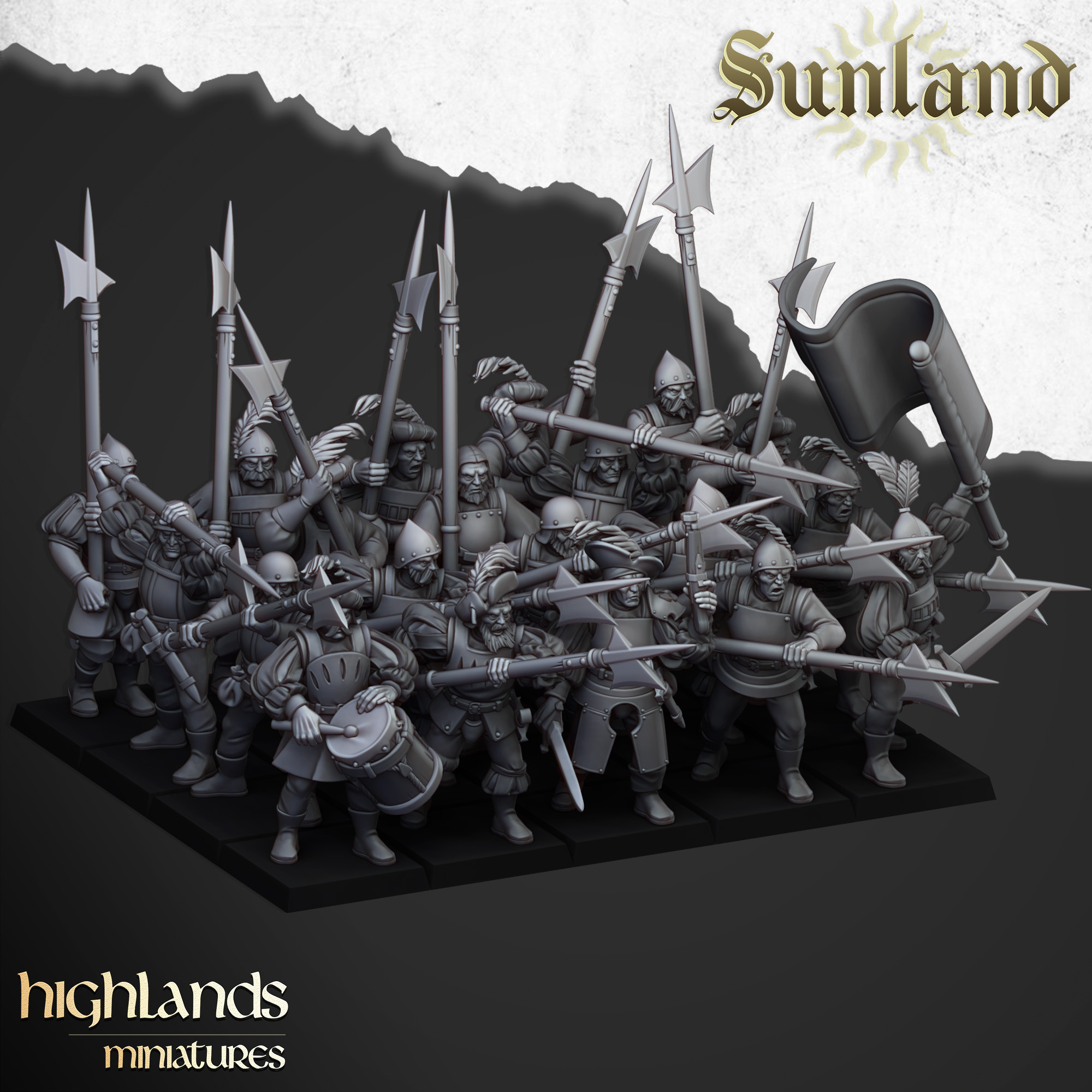 Troops with Halberds and Spears, Sunland- Highlands Miniatures